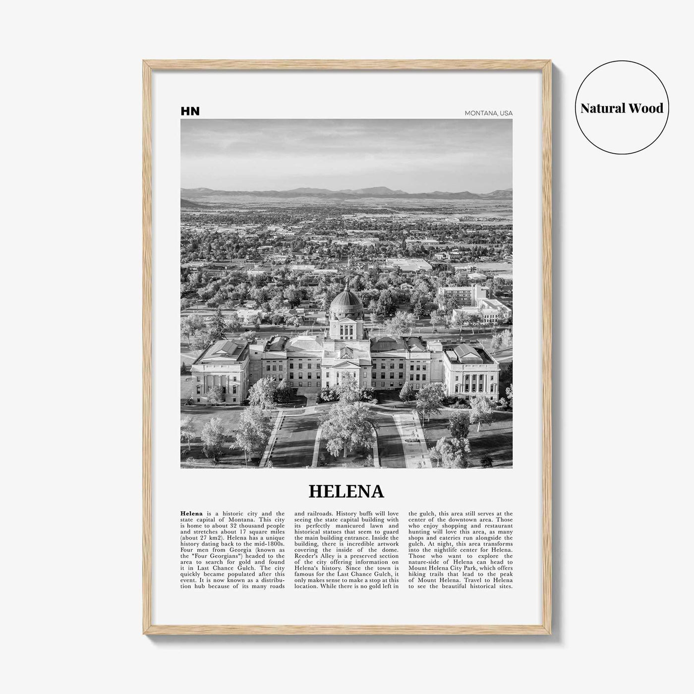 Helena Print Black and White No 2, Helena Wall Art, Helena Poster, Helena Photo, Helena Wall Décor, Helena Map, United States