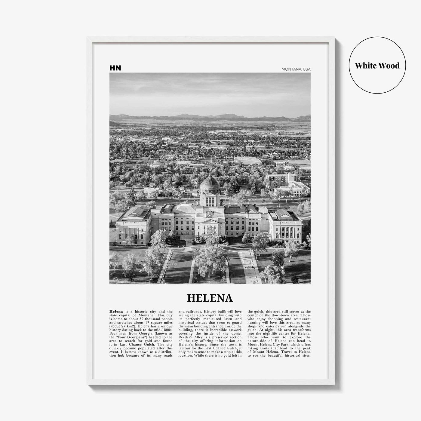 Helena Print Black and White No 2, Helena Wall Art, Helena Poster, Helena Photo, Helena Wall Décor, Helena Map, United States