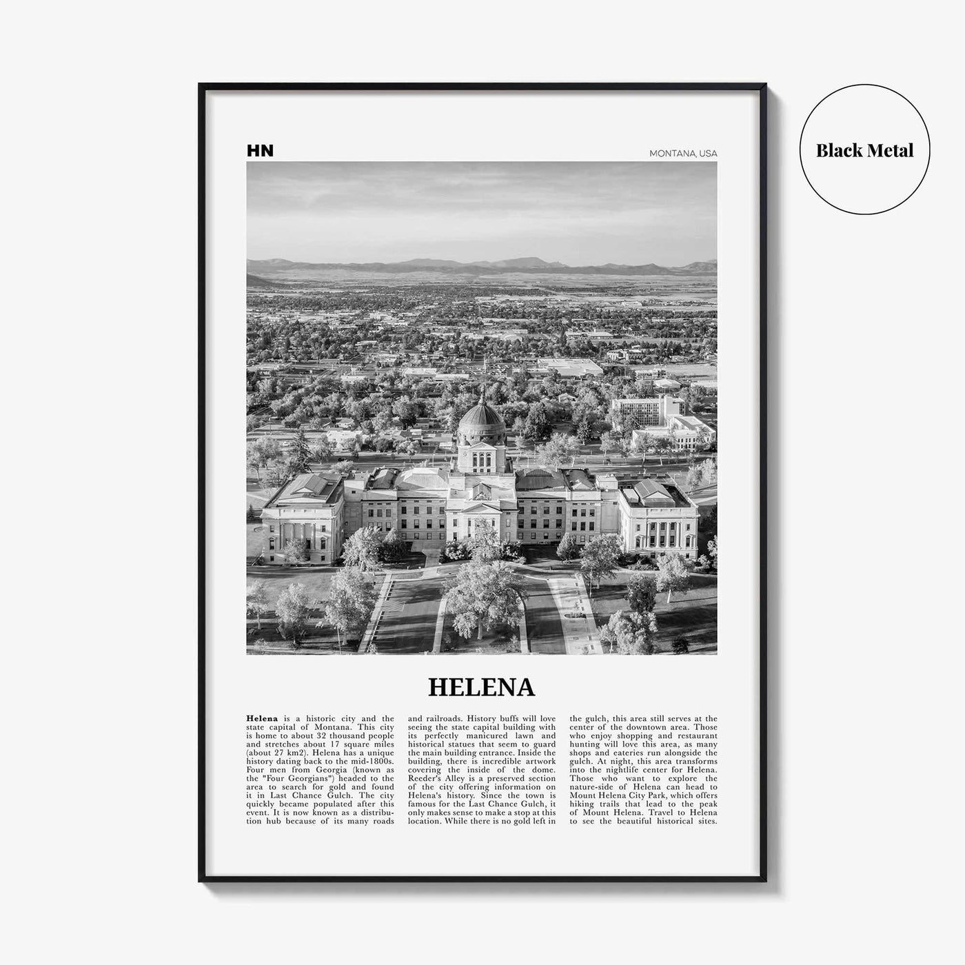 Helena Print Black and White No 2, Helena Wall Art, Helena Poster, Helena Photo, Helena Wall Décor, Helena Map, United States