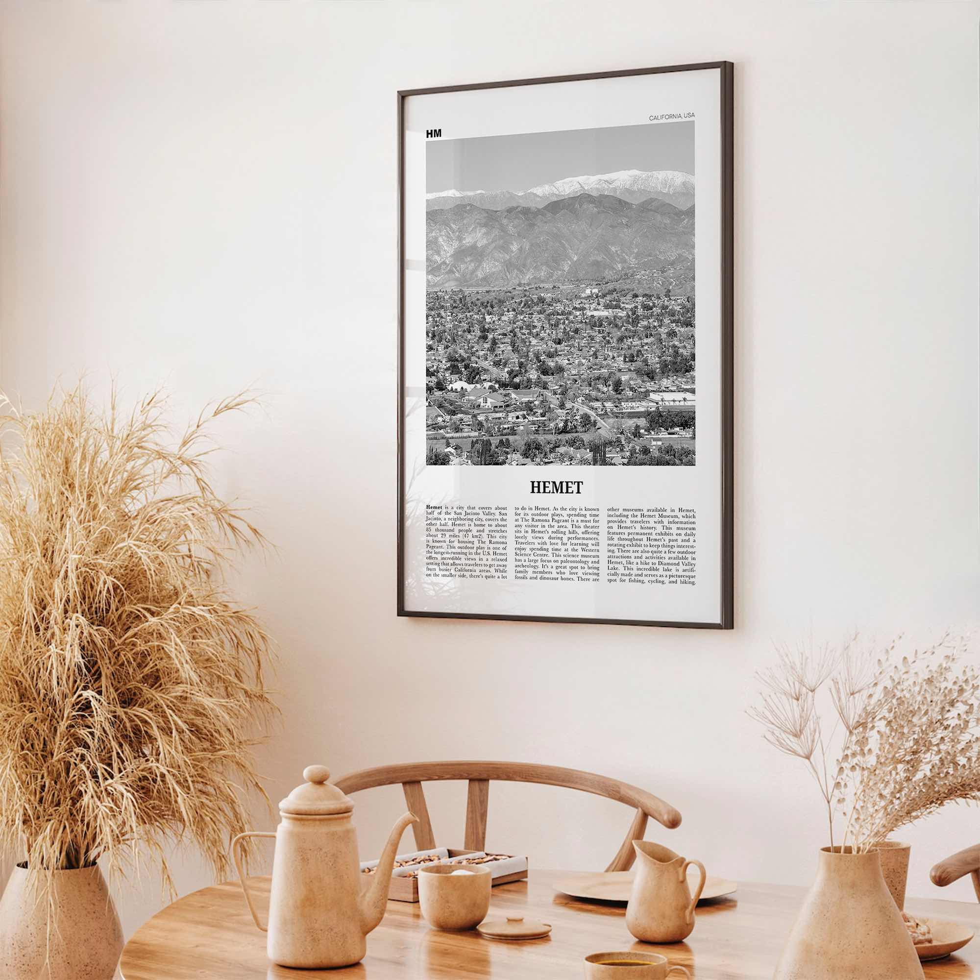 Hemet Print Black and White, Hemet Wall Art, Hemet Poster, Hemet Photo, Hemet Wall Décor, Hemet Map, California, USA