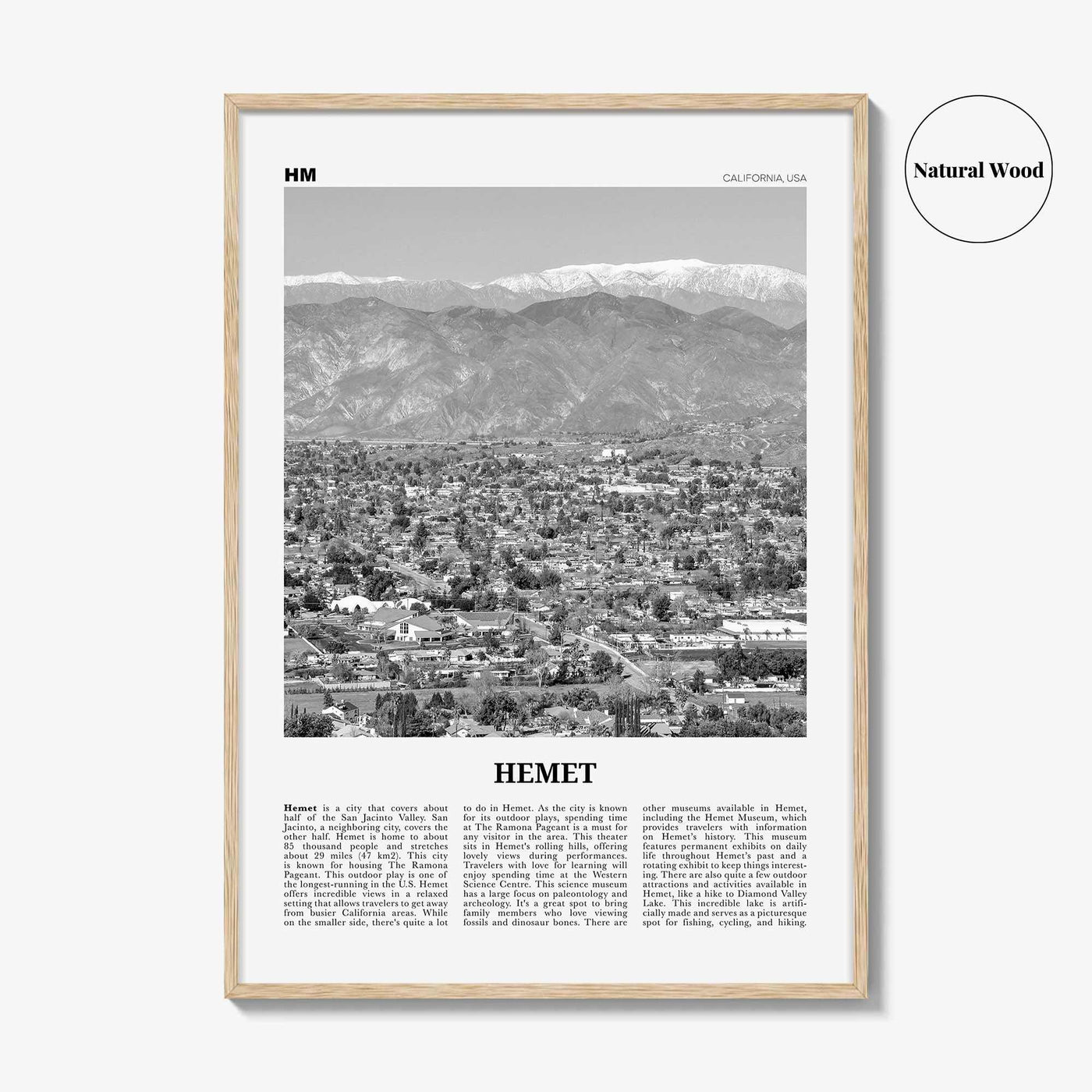 Hemet Print Black and White, Hemet Wall Art, Hemet Poster, Hemet Photo, Hemet Wall Décor, Hemet Map, California, USA