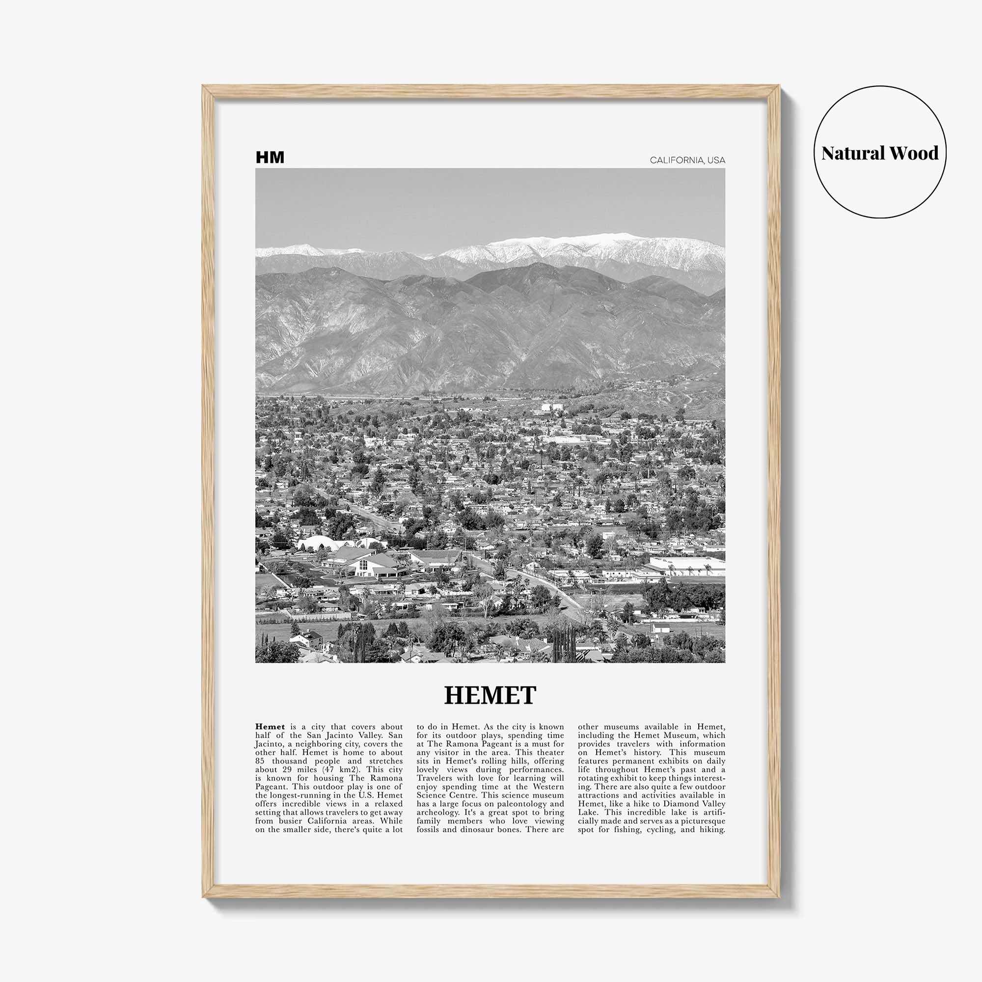 Hemet Print Black and White, Hemet Wall Art, Hemet Poster, Hemet Photo, Hemet Wall Décor, Hemet Map, California, USA