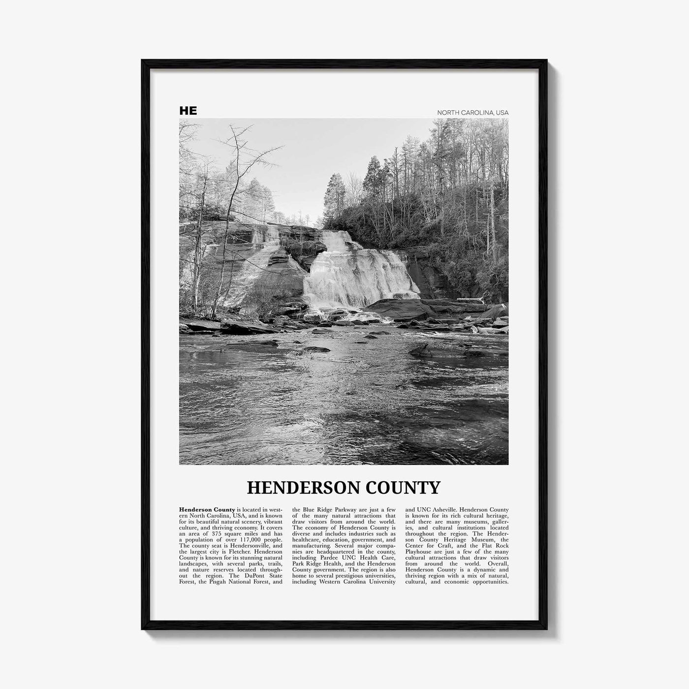 Henderson County Print Black and White, Henderson County Wall Art, Henderson Poster, Henderson Photo, Henderson Wall Décor, Henderson Map