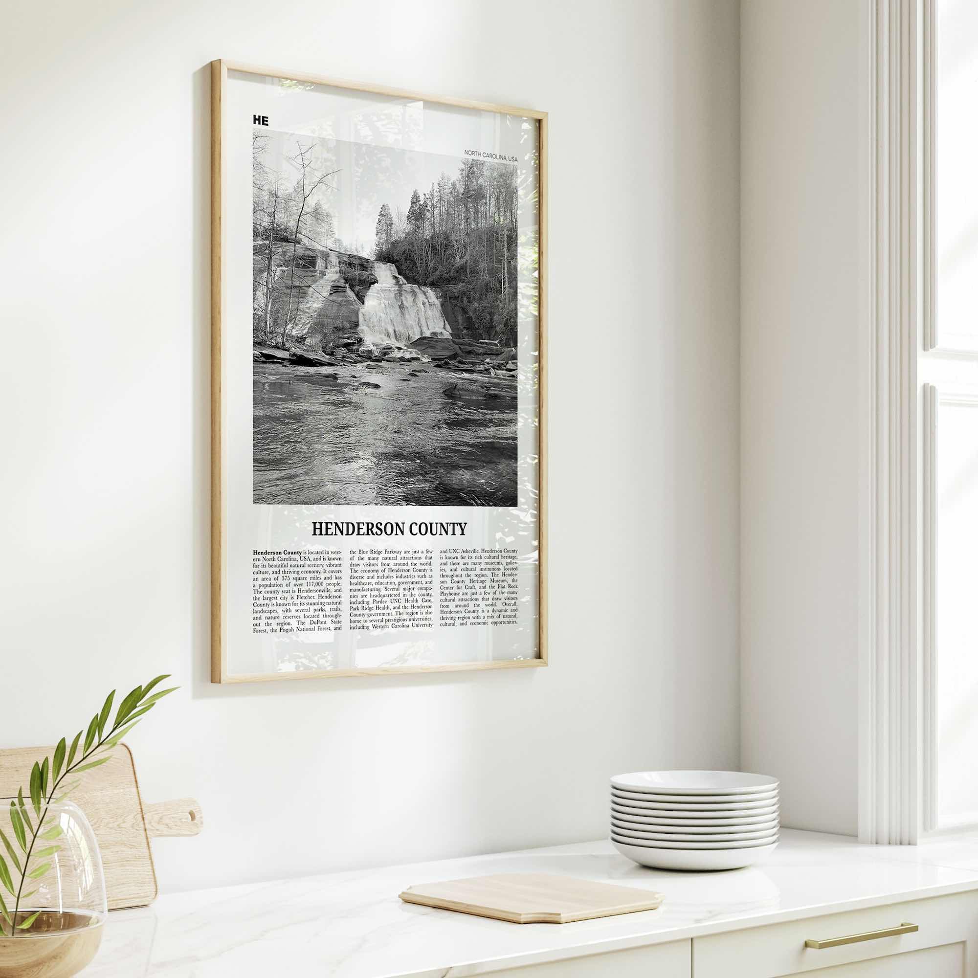 Henderson County Print Black and White, Henderson County Wall Art, Henderson Poster, Henderson Photo, Henderson Wall Décor, Henderson Map