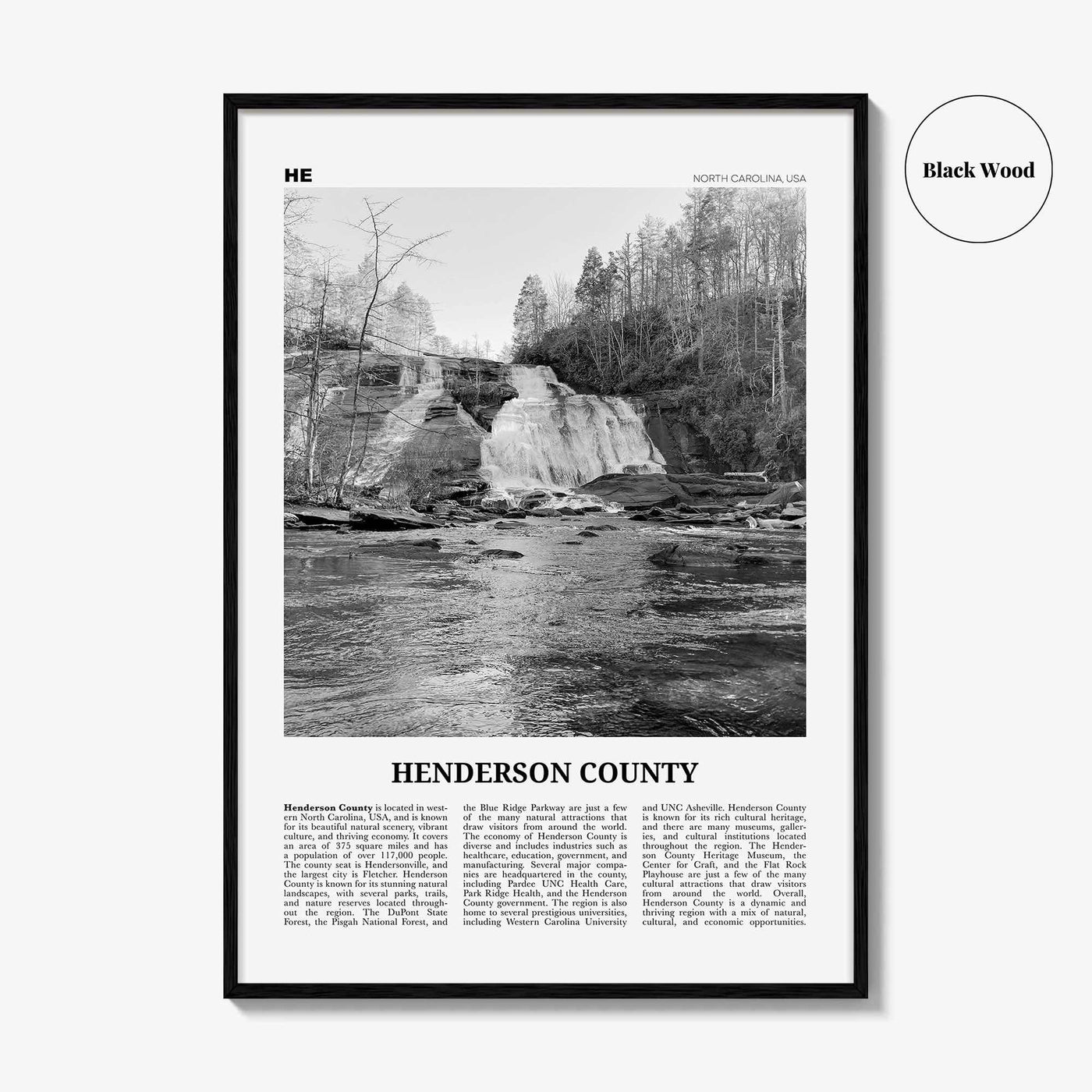 Henderson County Print Black and White, Henderson County Wall Art, Henderson Poster, Henderson Photo, Henderson Wall Décor, Henderson Map