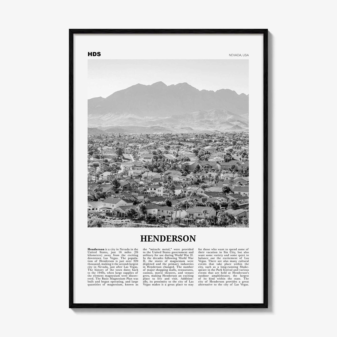 Henderson Print Black and White, Henderson Wall Art, Henderson Poster, Henderson Photo, Henderson Wall Décor, Nevada, USA, United States