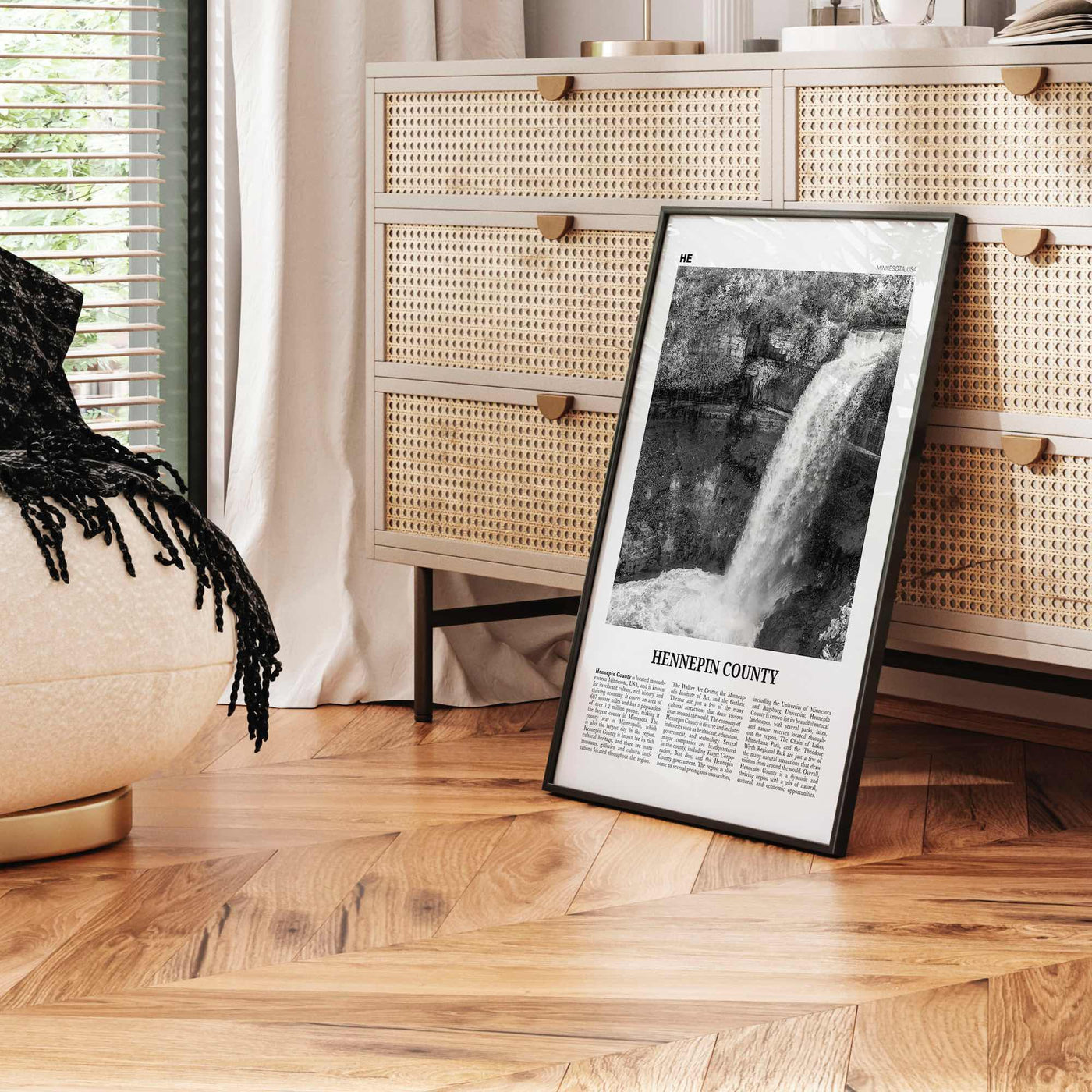 Hennepin County Print Black and White, Hennepin County Wall Art, Hennepin County Poster, Hennepin Photo, Hennepin Wall Décor, Hennepin Map