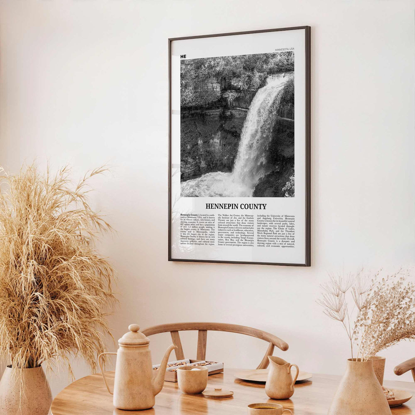 Hennepin County Print Black and White, Hennepin County Wall Art, Hennepin County Poster, Hennepin Photo, Hennepin Wall Décor, Hennepin Map