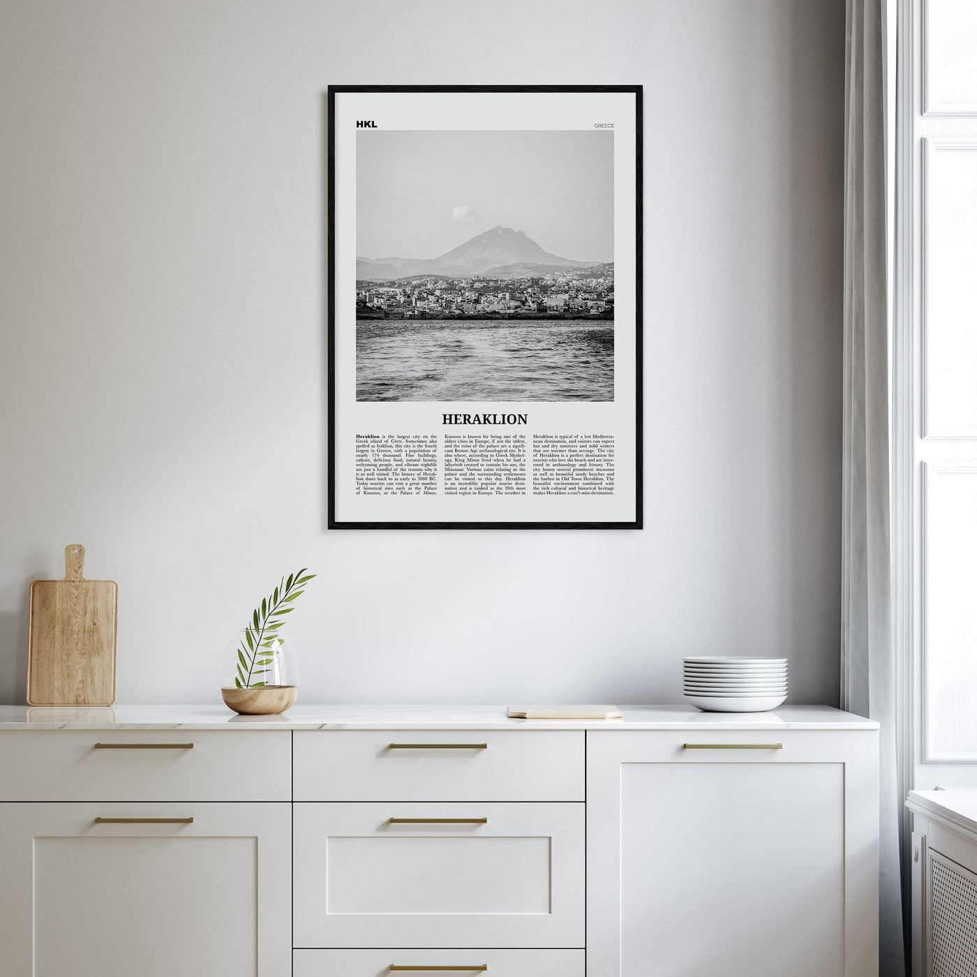Heraklion Travel B&W Poster