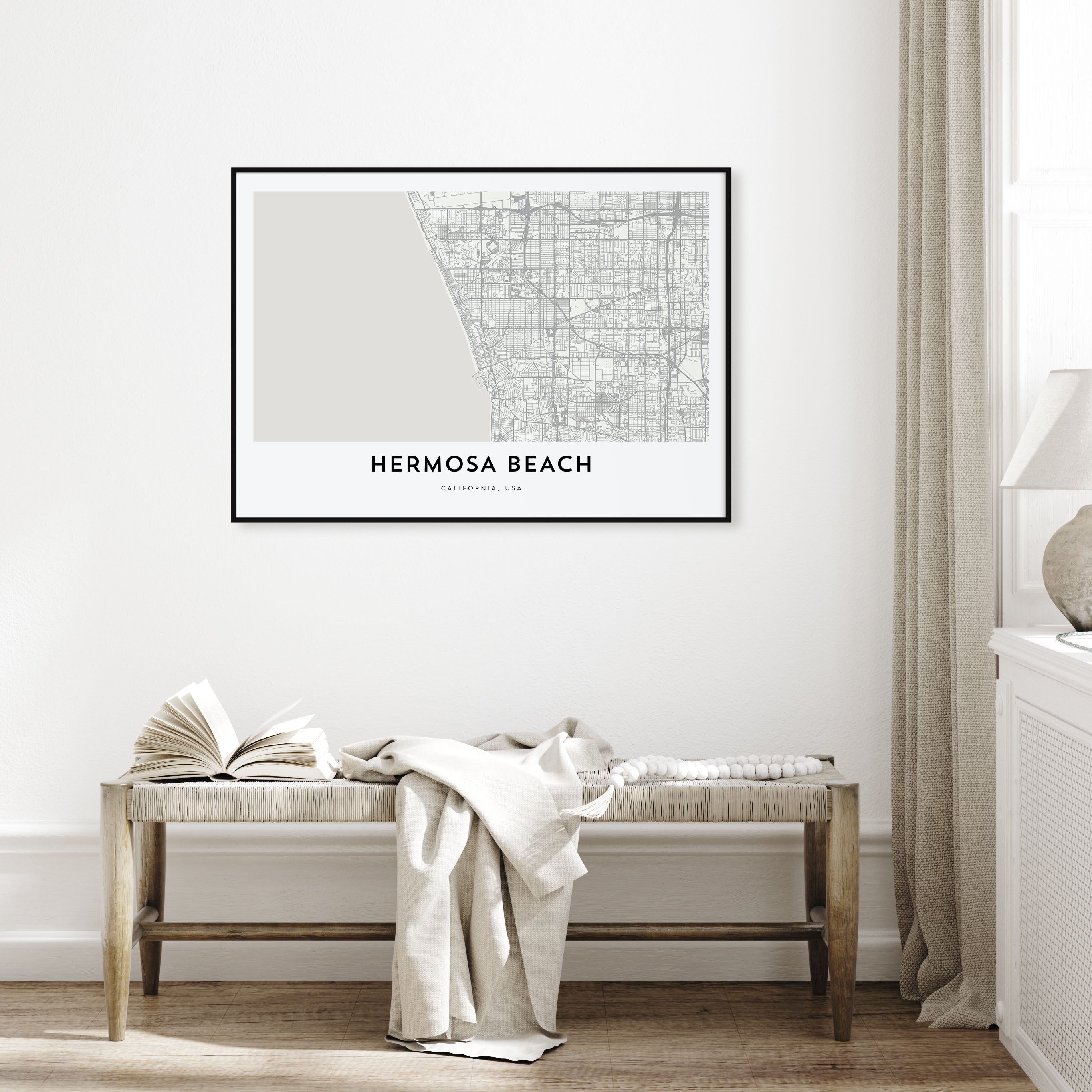 Hermosa Beach Map Landscape Poster