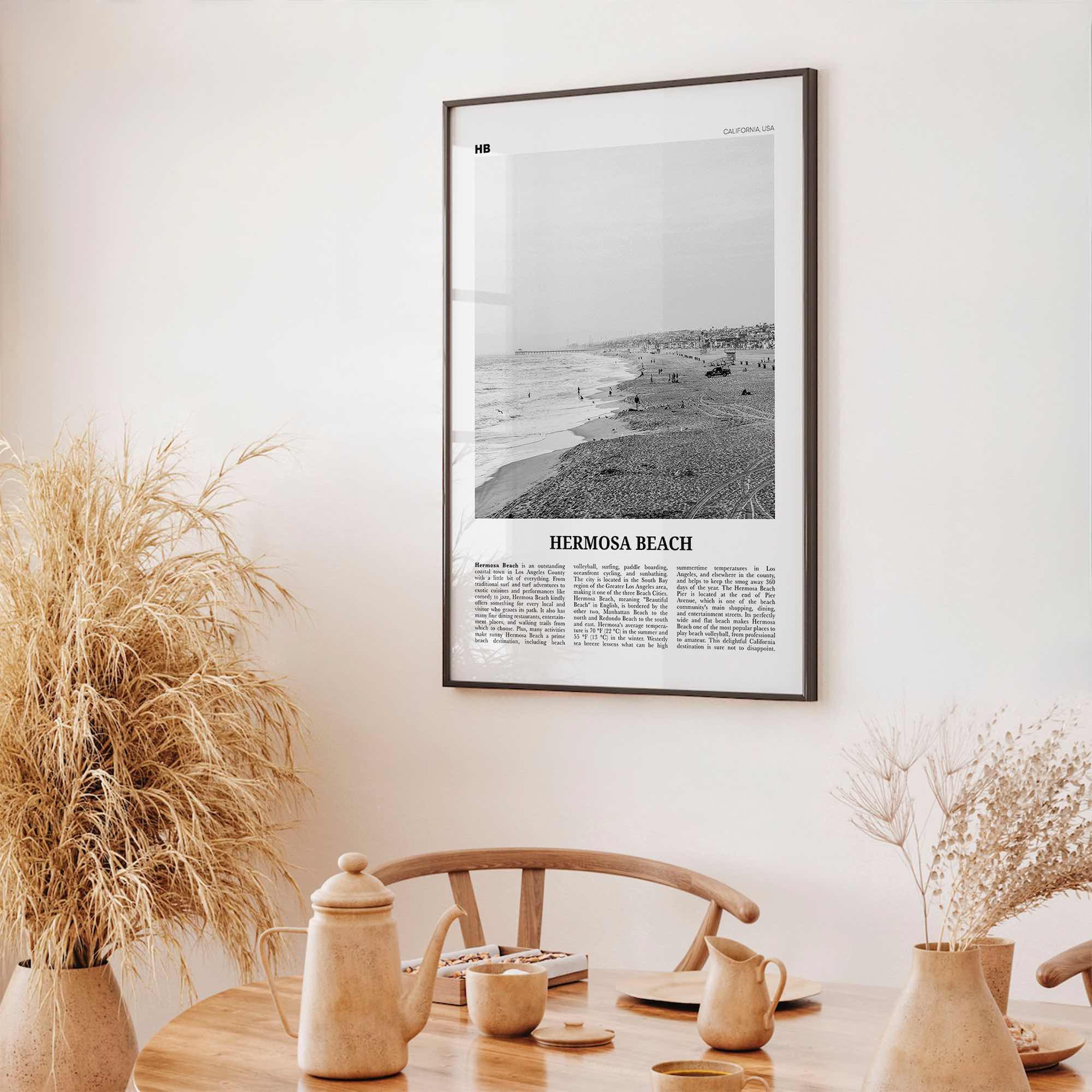 Hermosa Beach Print Black and White No 1, Hermosa Beach Wall Art, Hermosa Beach Poster, Hermosa Beach Photo, California, USA