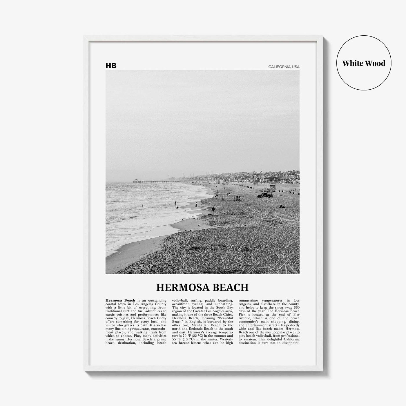 Hermosa Beach Print Black and White No 1, Hermosa Beach Wall Art, Hermosa Beach Poster, Hermosa Beach Photo, California, USA
