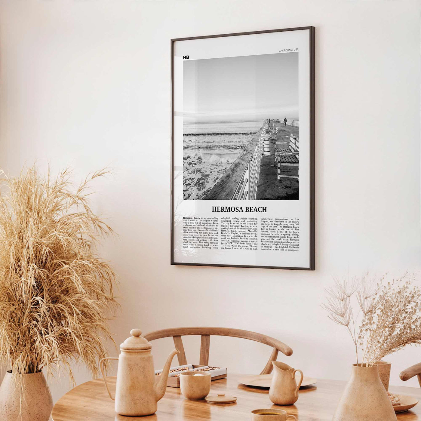 Hermosa Beach Print Black and White No 2, Hermosa Beach Wall Art, Hermosa Beach Poster, Hermosa Beach Photo, California, USA, United States