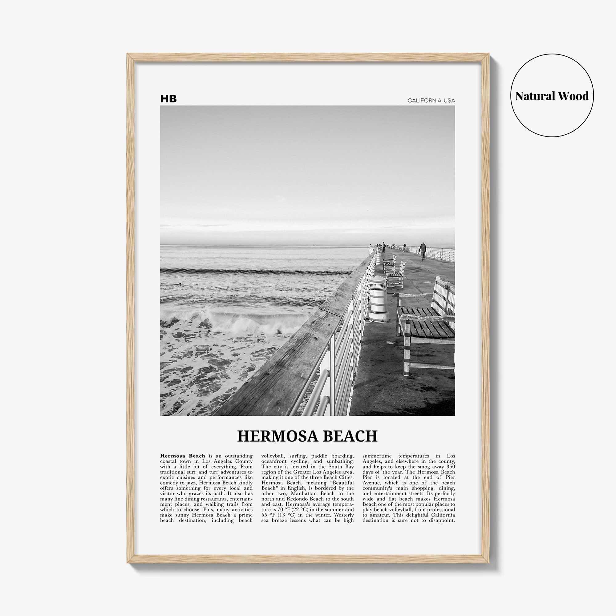 Hermosa Beach Print Black and White No 2, Hermosa Beach Wall Art, Hermosa Beach Poster, Hermosa Beach Photo, California, USA, United States