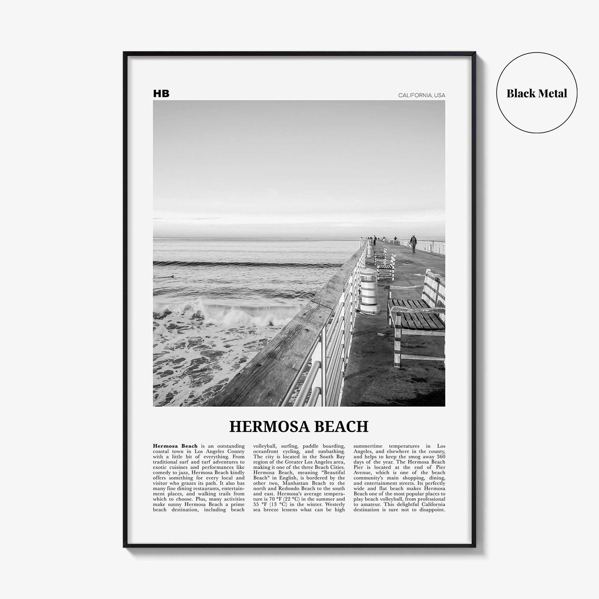 Hermosa Beach Print Black and White No 2, Hermosa Beach Wall Art, Hermosa Beach Poster, Hermosa Beach Photo, California, USA, United States