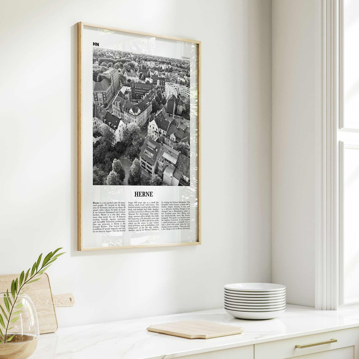 Herne Print Black and White, Herne Wall Art, Herne Poster, Herne Photo, Herne Wall Décor, Herne Map, Germany