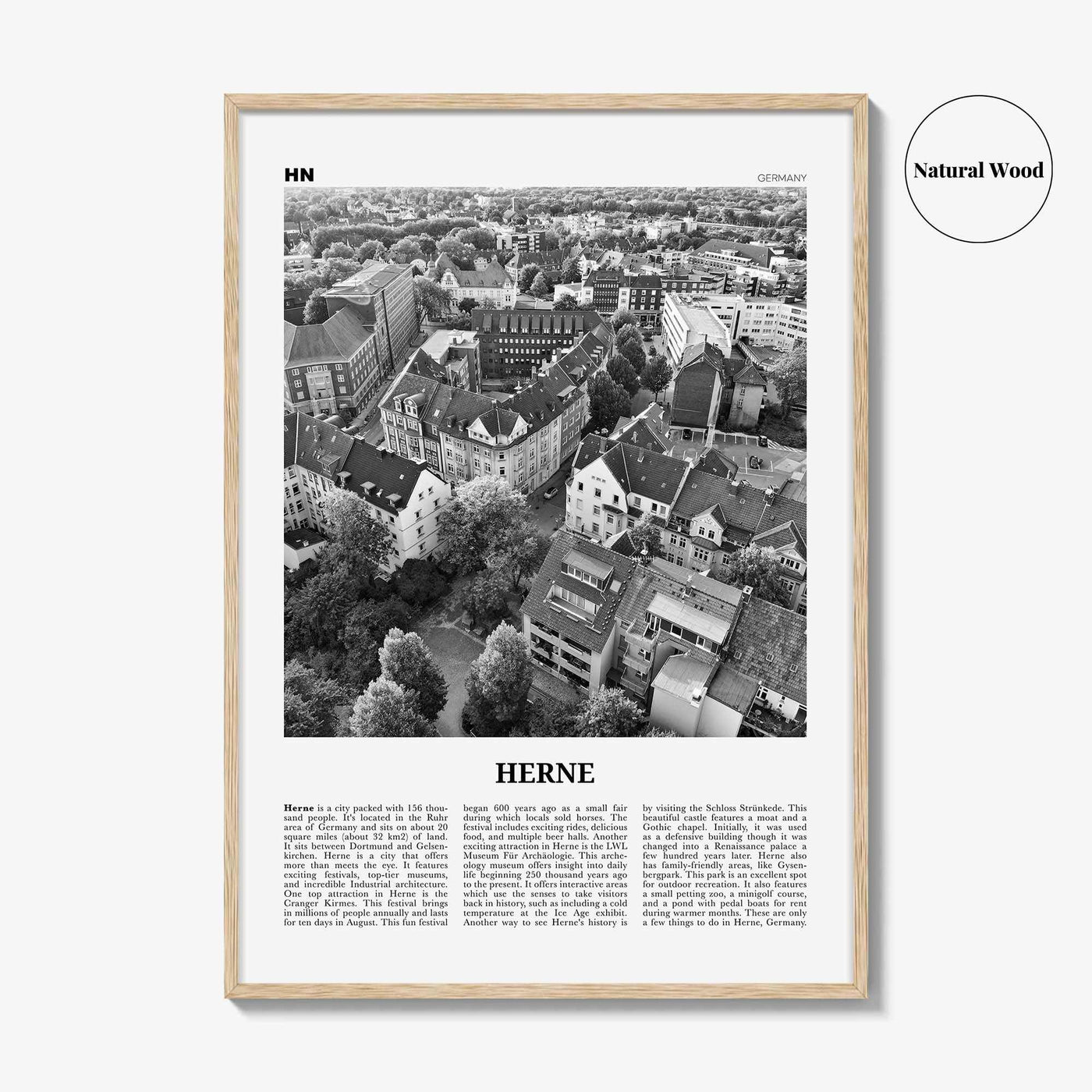 Herne Print Black and White, Herne Wall Art, Herne Poster, Herne Photo, Herne Wall Décor, Herne Map, Germany