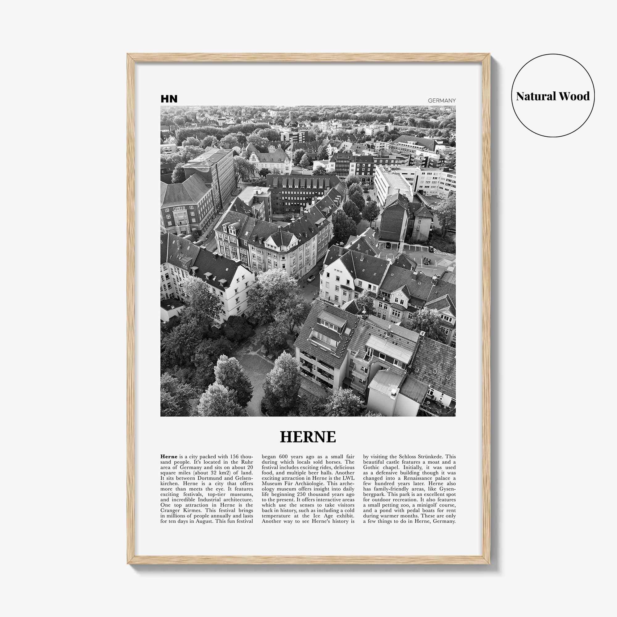 Herne Print Black and White, Herne Wall Art, Herne Poster, Herne Photo, Herne Wall Décor, Herne Map, Germany