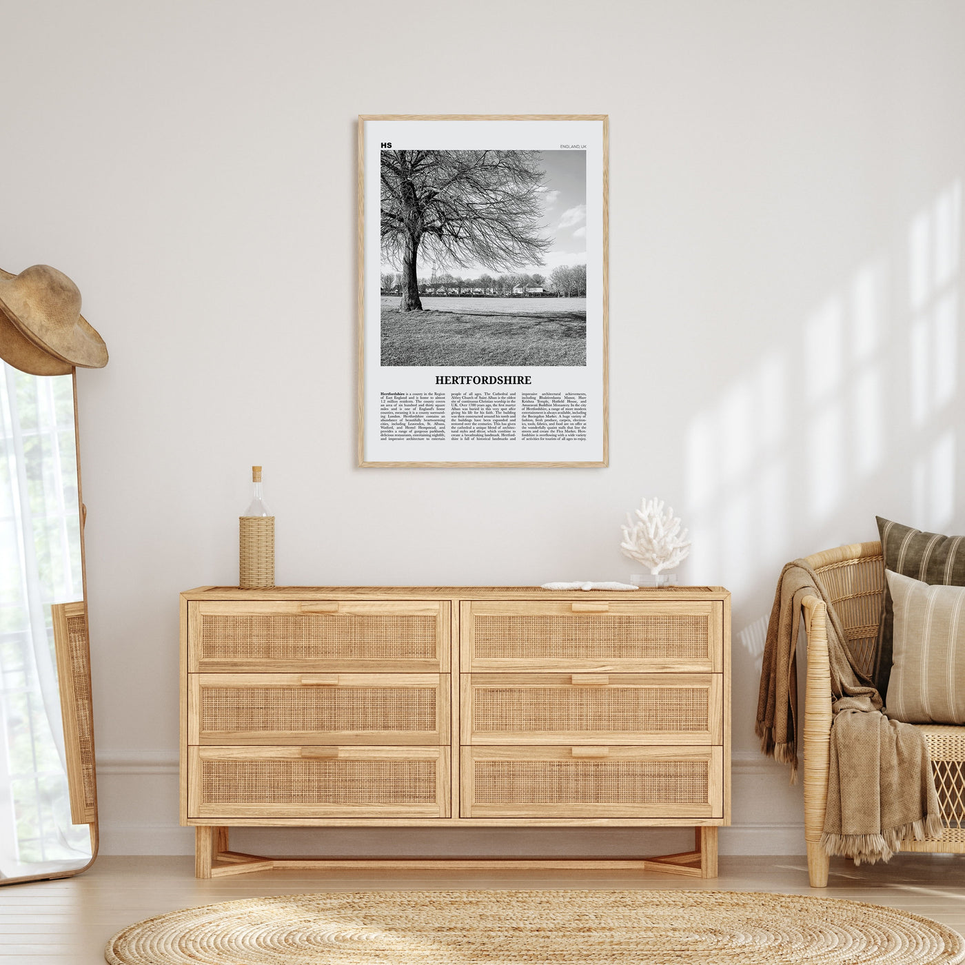 Hertfordshire Travel B&W Poster