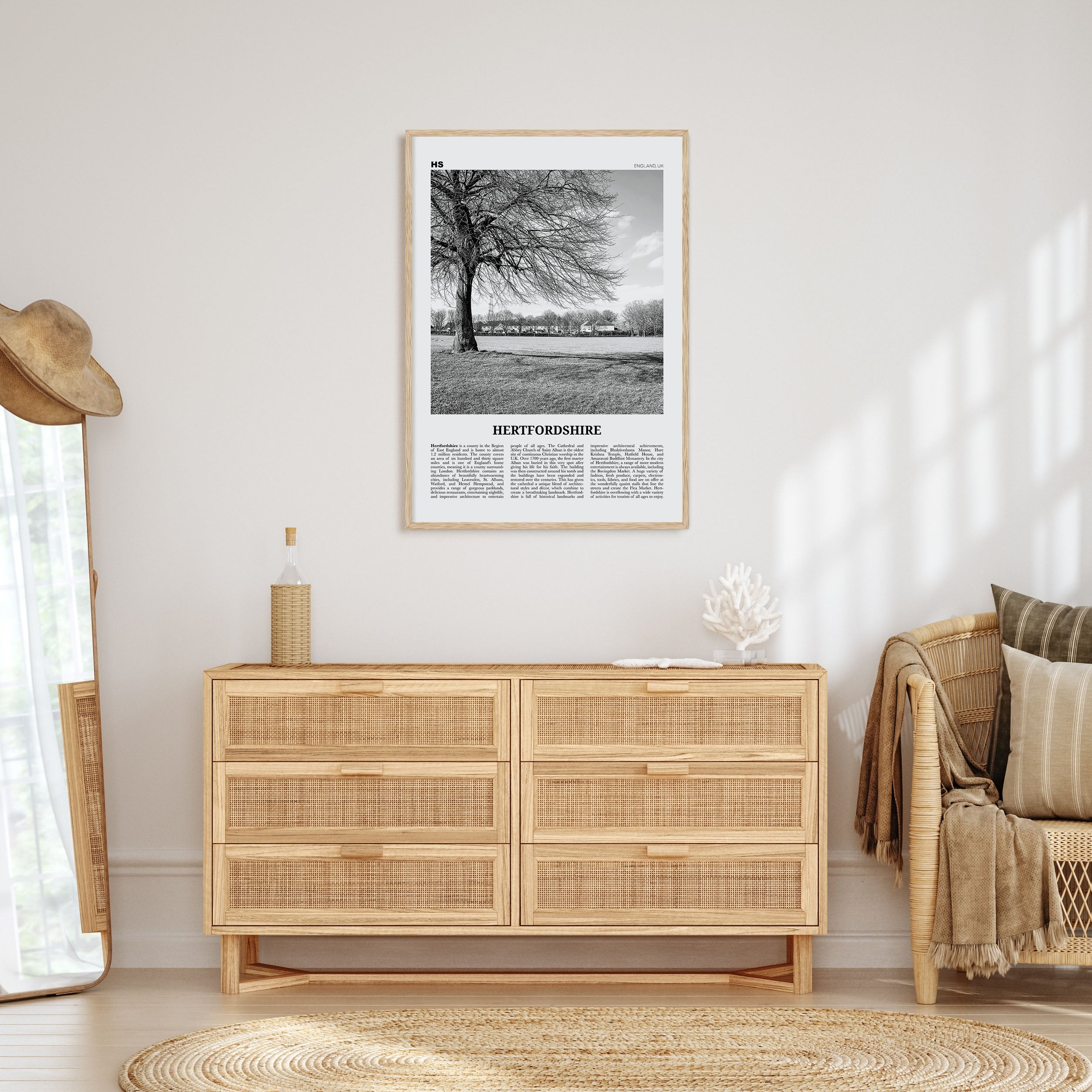 Hertfordshire Travel B&W Poster