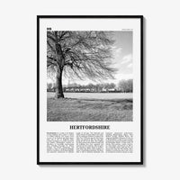Hertfordshire Print Black and White, Hertfordshire Wall Art, Hertfordshire Poster, Hertfordshire Photo, Hertfordshire Map, England, UK