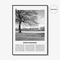 Hertfordshire Print Black and White, Hertfordshire Wall Art, Hertfordshire Poster, Hertfordshire Photo, Hertfordshire Map, England, UK