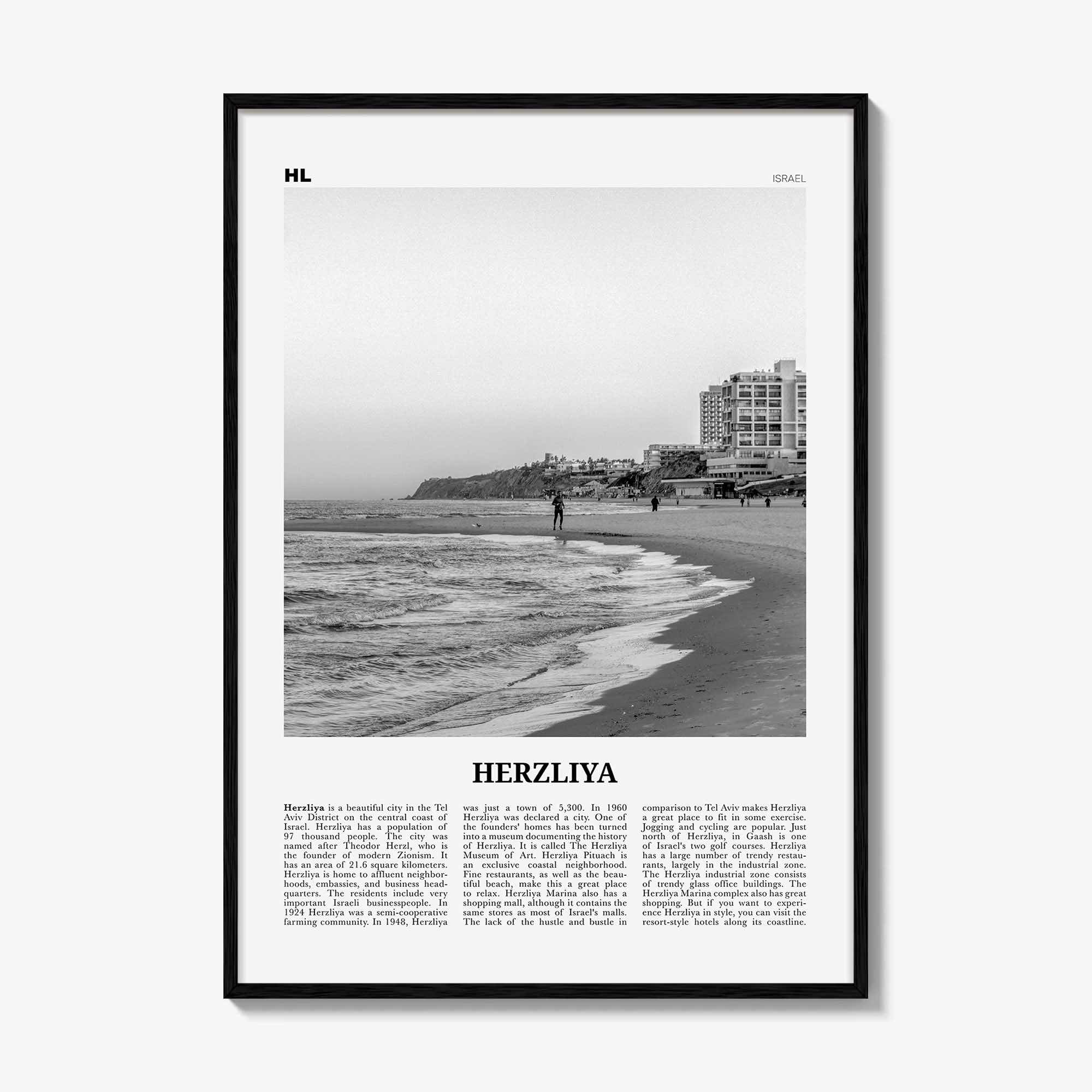 Herzliya Print Black and White, Herzliya Wall Art, Herzliya Poster, Herzliya Photo, Herzliya Map, Herzliya Wall Decor, Israel