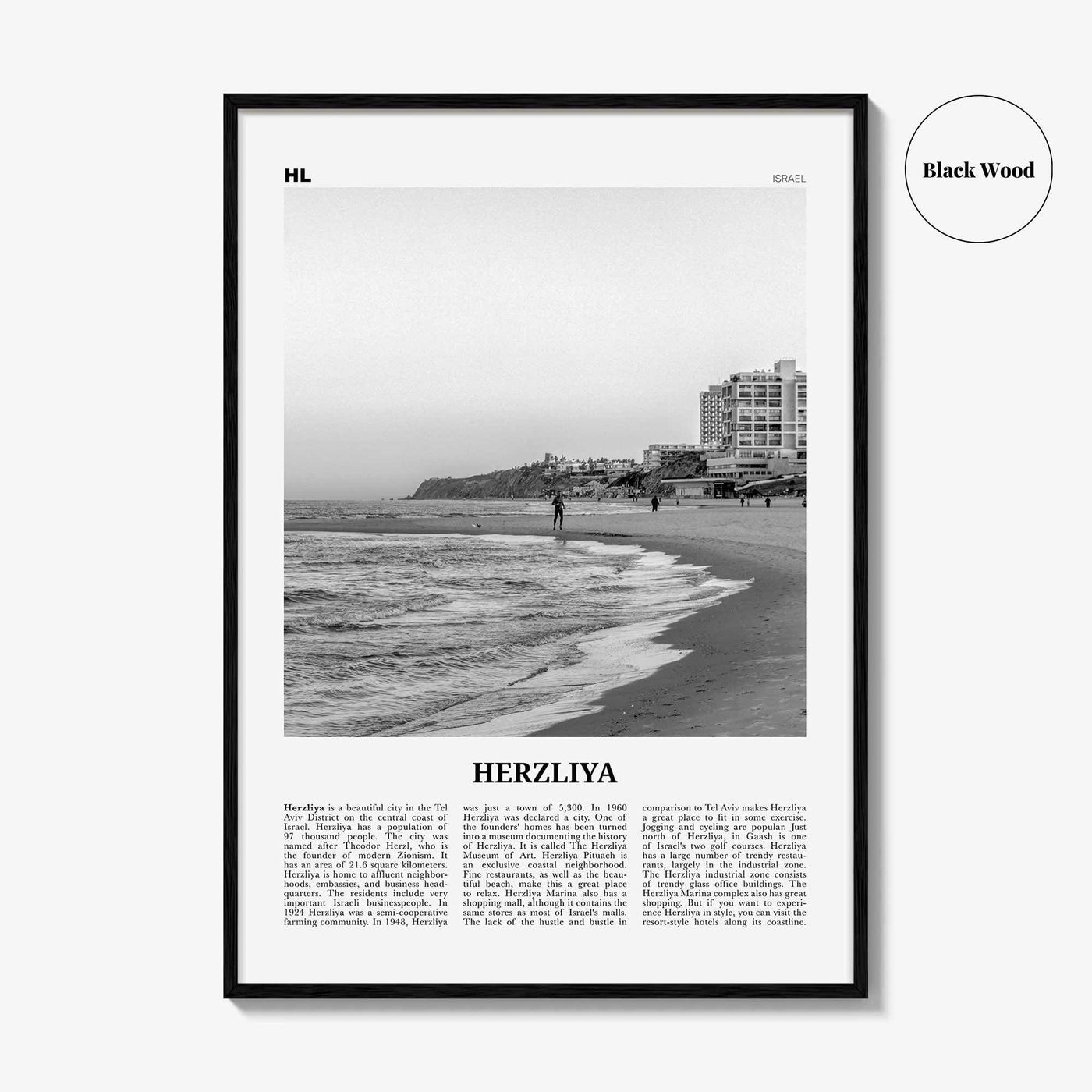 Herzliya Print Black and White, Herzliya Wall Art, Herzliya Poster, Herzliya Photo, Herzliya Map, Herzliya Wall Decor, Israel