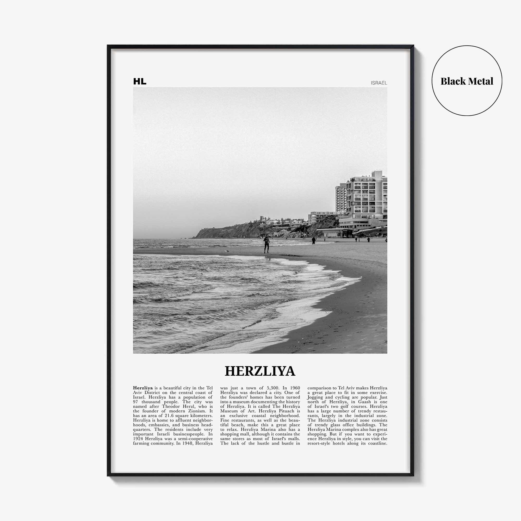 Herzliya Print Black and White, Herzliya Wall Art, Herzliya Poster, Herzliya Photo, Herzliya Map, Herzliya Wall Decor, Israel