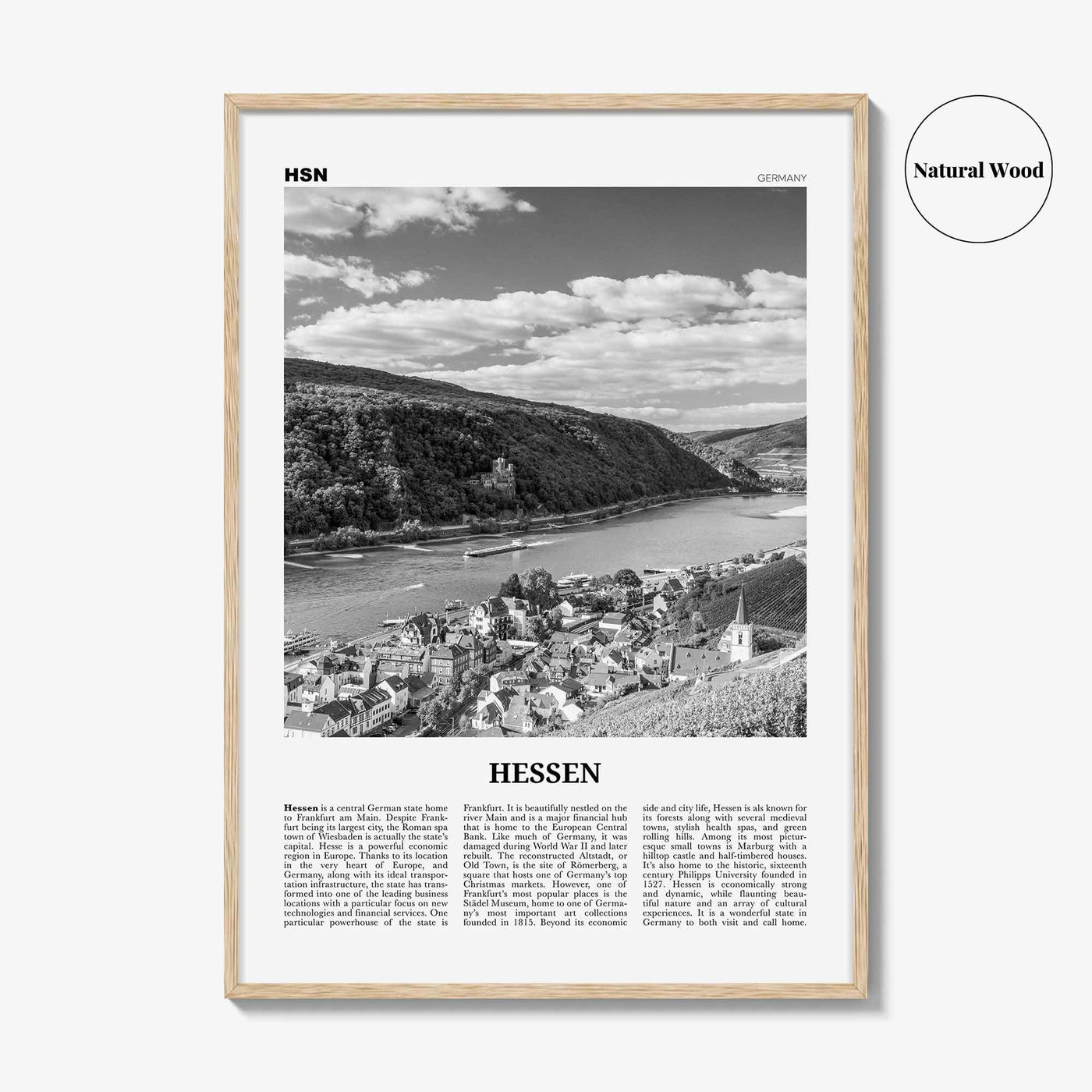 Hessen Print Black and White, Hessen Wall Art, Hessen Poster, Hessen Photo, Hessen Wall Décor, Hessen Map, Germany