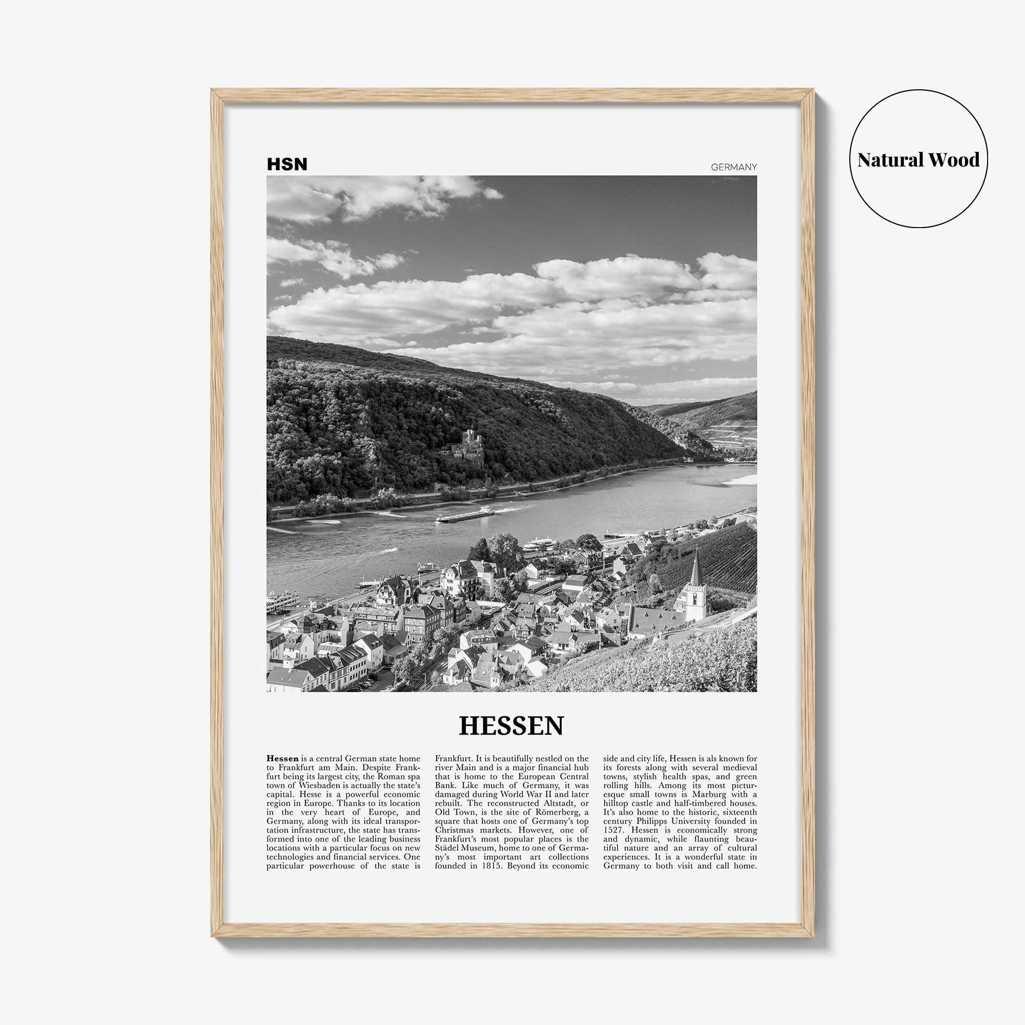 Hessen Print Black and White, Hessen Wall Art, Hessen Poster, Hessen Photo, Hessen Wall Décor, Hessen Map, Germany