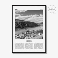 Hessen Print Black and White, Hessen Wall Art, Hessen Poster, Hessen Photo, Hessen Wall Décor, Hessen Map, Germany