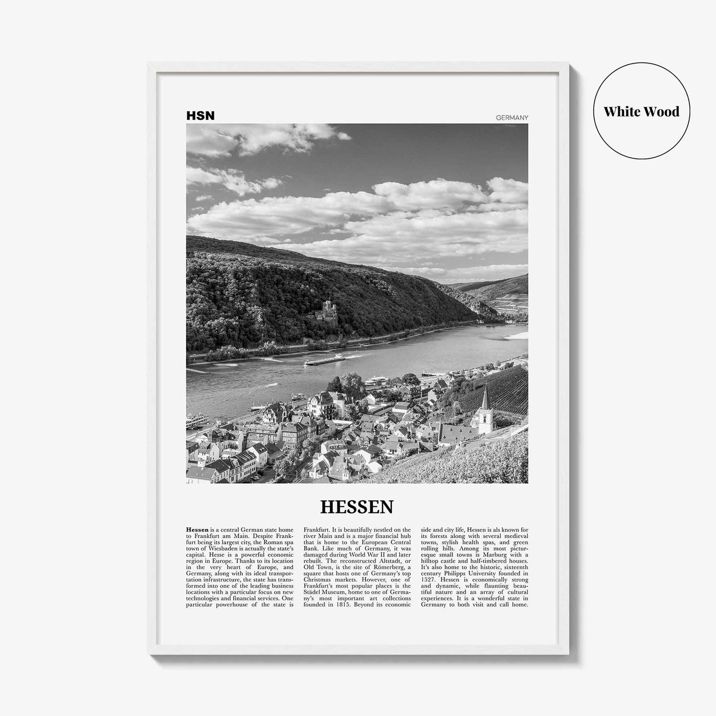 Hessen Print Black and White, Hessen Wall Art, Hessen Poster, Hessen Photo, Hessen Wall Décor, Hessen Map, Germany