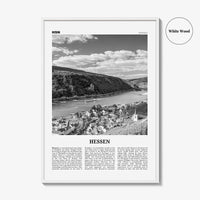 Hessen Print Black and White, Hessen Wall Art, Hessen Poster, Hessen Photo, Hessen Wall Décor, Hessen Map, Germany