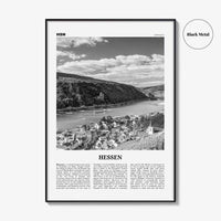 Hessen Print Black and White, Hessen Wall Art, Hessen Poster, Hessen Photo, Hessen Wall Décor, Hessen Map, Germany