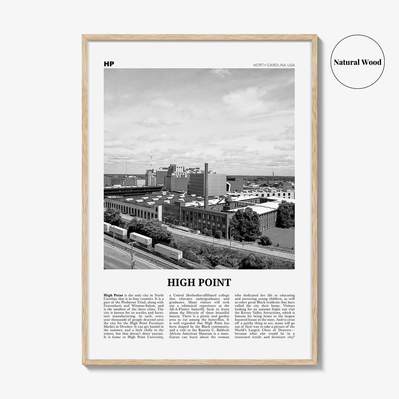 High Point Print Black and White, High Point Wall Art, High Point Poster, High Point Photo, High Point Wall Décor, North Carolina, USA