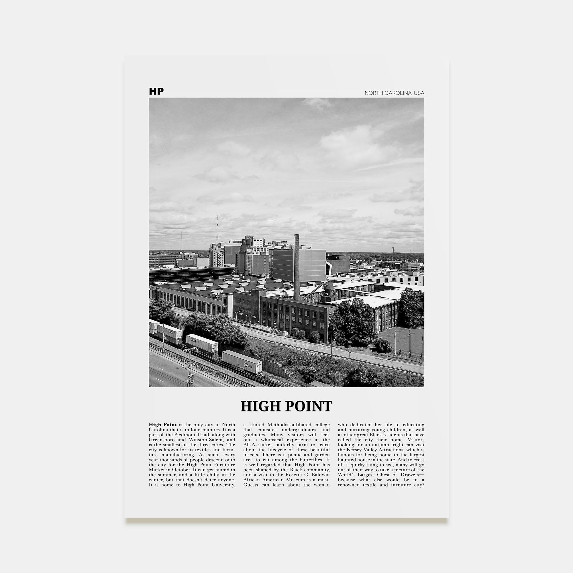 High Point Travel B&W Poster