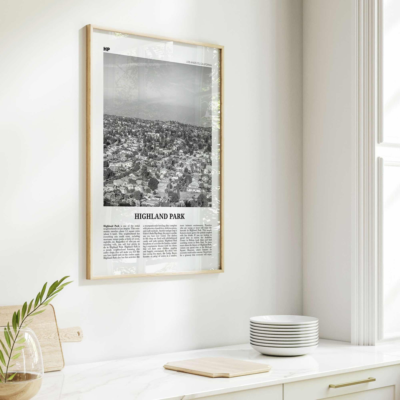 Highland Park Print Black and White, Highland Park Wall Art, Highland Park Poster, Highland Park Photo, Los Angeles, California