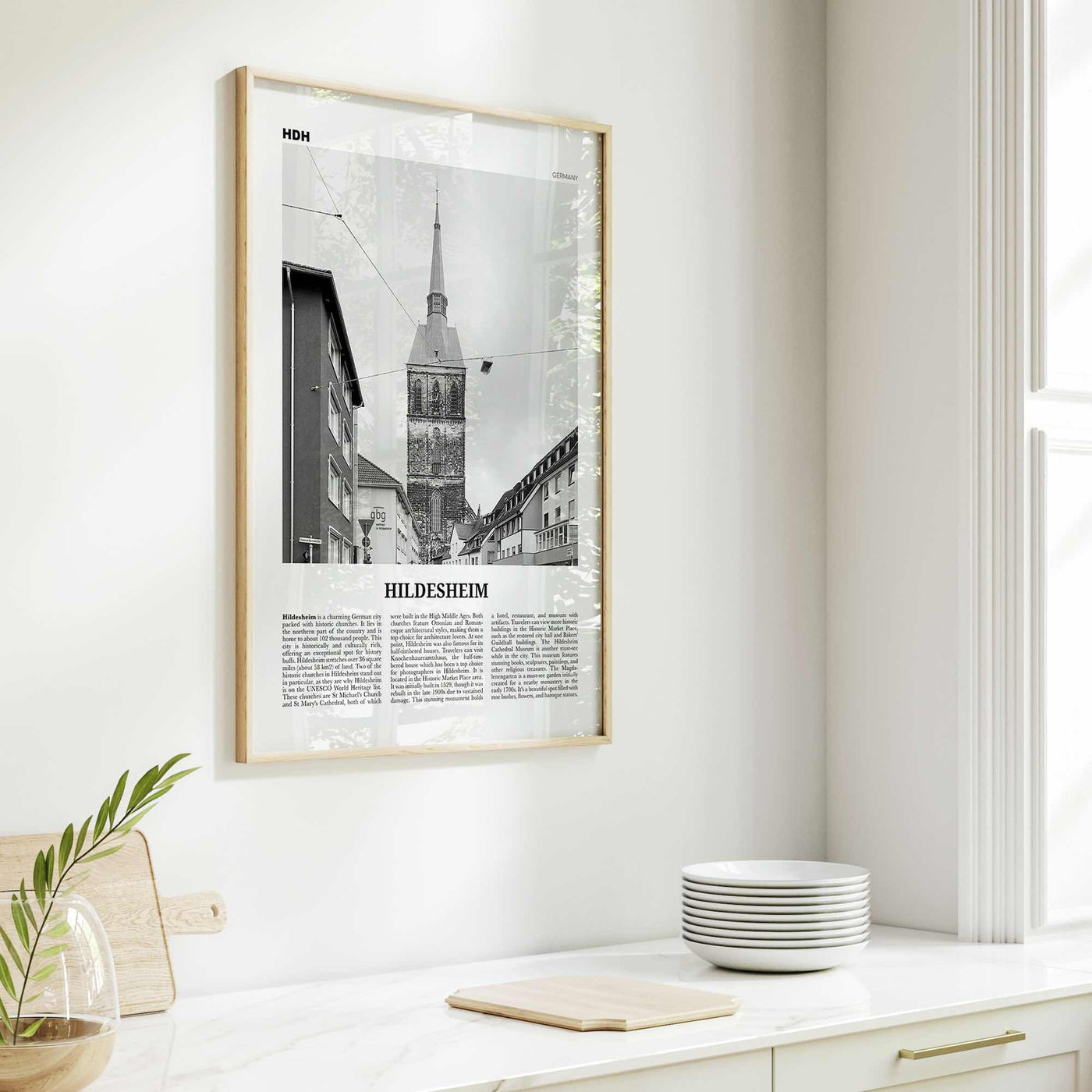 Hildesheim Print Black and White, Hildesheim Wall Art, Hildesheim Poster, Hildesheim Photo, Hildesheim Wall Décor, Hildesheim Map, Germany