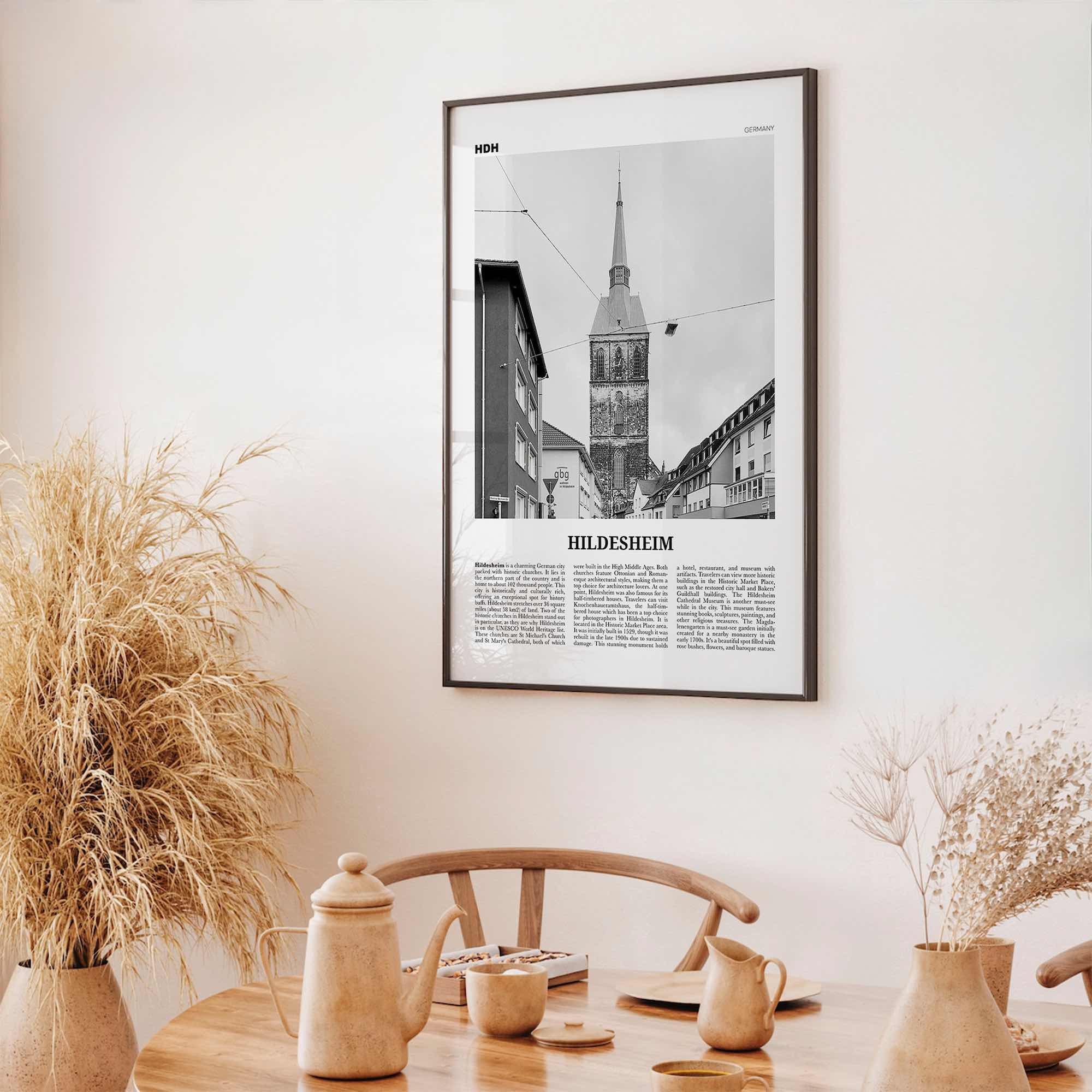 Hildesheim Print Black and White, Hildesheim Wall Art, Hildesheim Poster, Hildesheim Photo, Hildesheim Wall Décor, Hildesheim Map, Germany