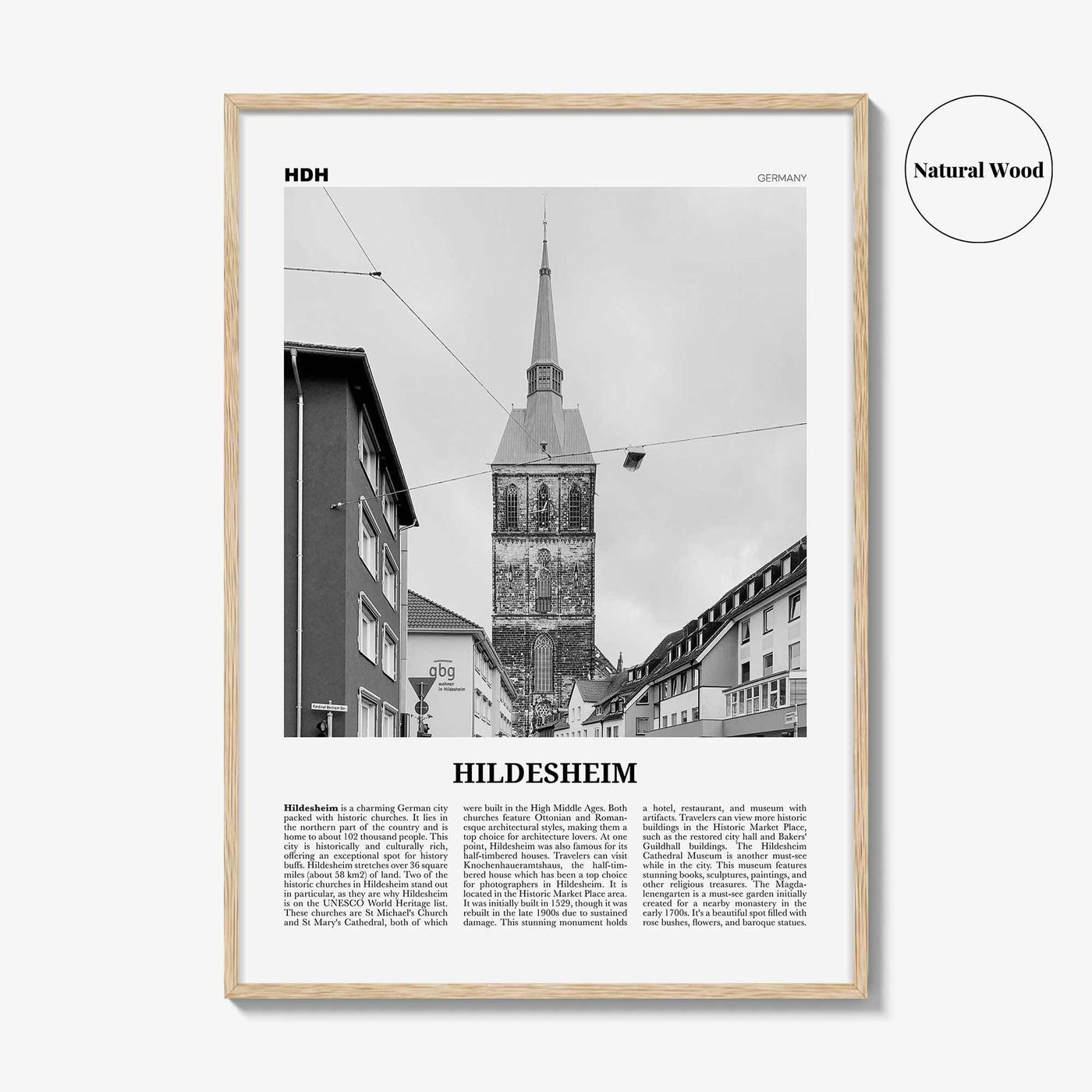 Hildesheim Print Black and White, Hildesheim Wall Art, Hildesheim Poster, Hildesheim Photo, Hildesheim Wall Décor, Hildesheim Map, Germany