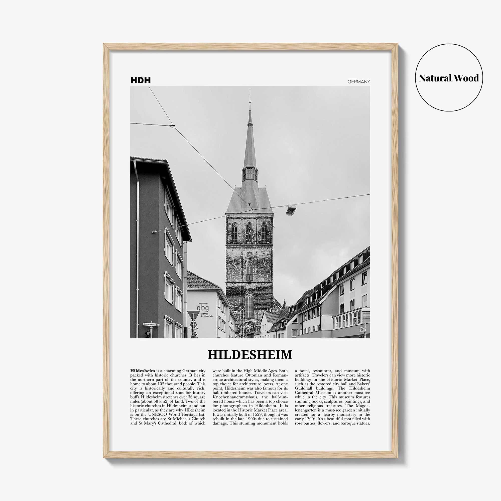 Hildesheim Print Black and White, Hildesheim Wall Art, Hildesheim Poster, Hildesheim Photo, Hildesheim Wall Décor, Hildesheim Map, Germany