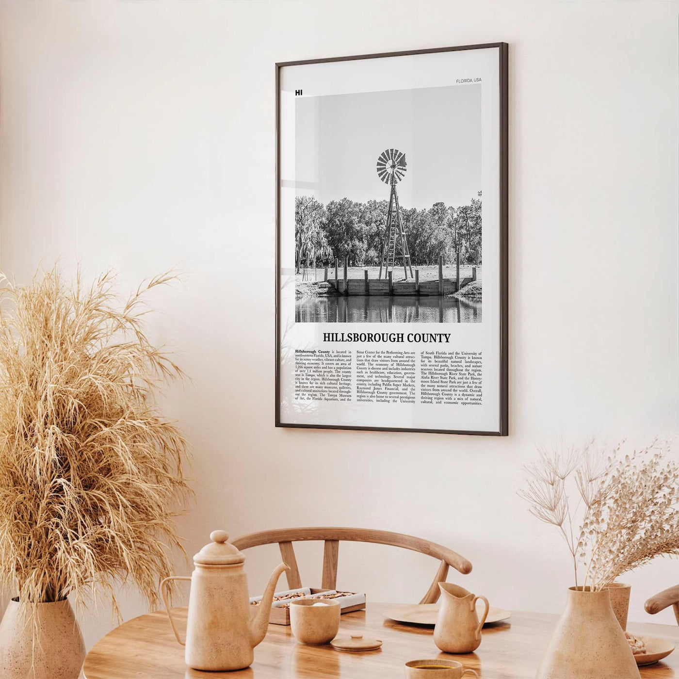 Hillsborough County Print Black and White, Hillsborough Wall Art, Hillsborough Poster, Hillsborough Photo, Wall Décor, Hillsborough Map