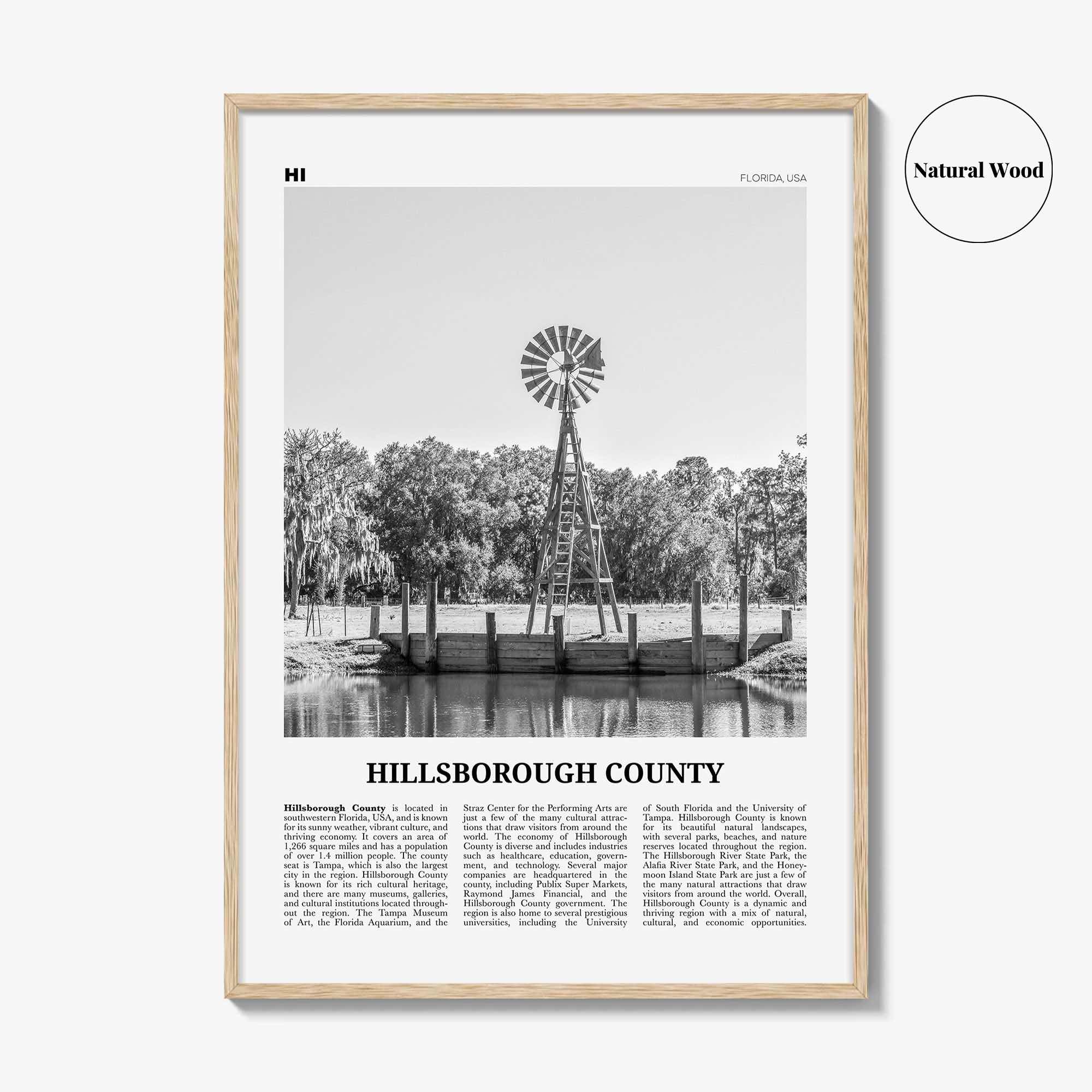 Hillsborough County Print Black and White, Hillsborough Wall Art, Hillsborough Poster, Hillsborough Photo, Wall Décor, Hillsborough Map