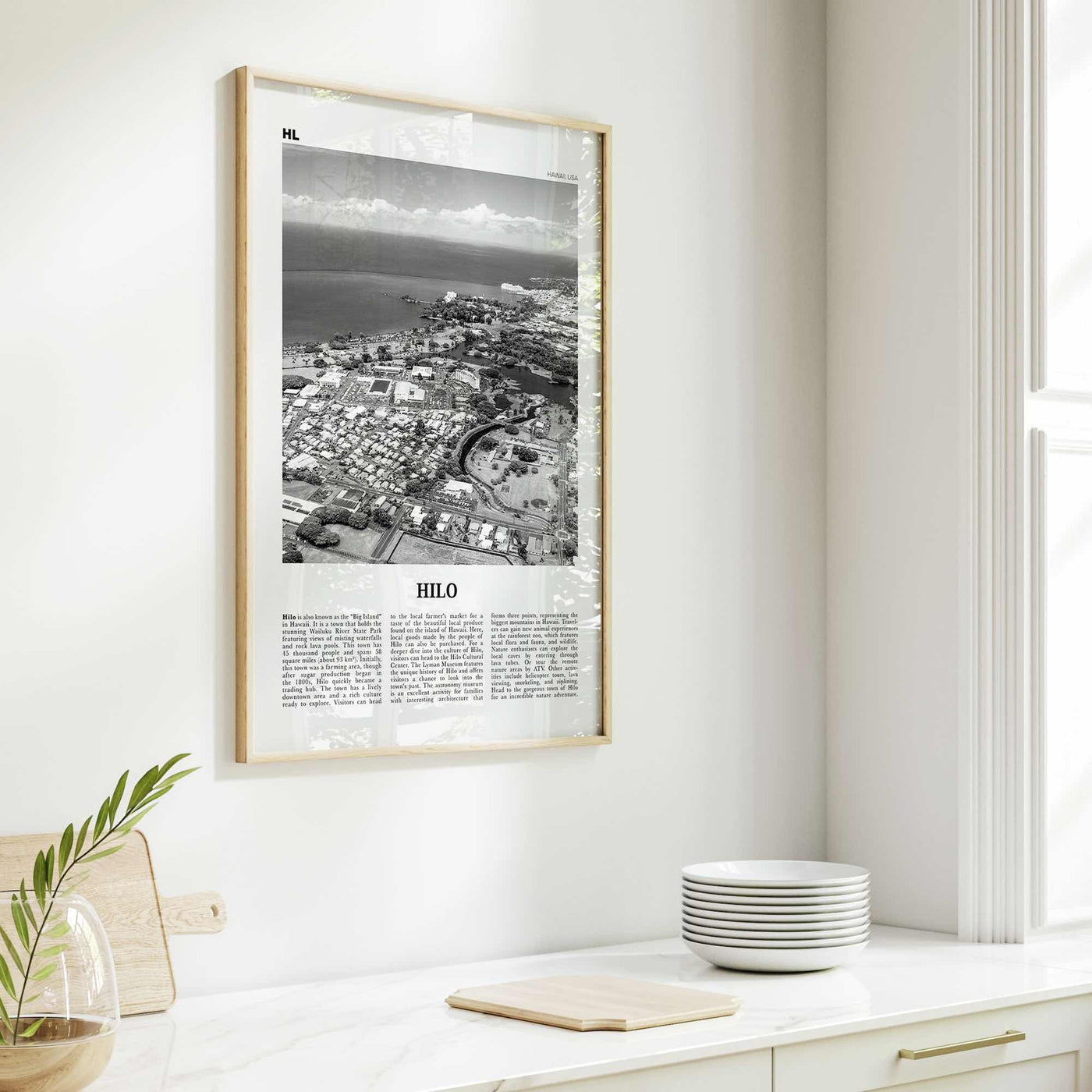 Hilo Print Black and White, Hilo Wall Art, Hilo Poster, Hilo Photo, Hilo Wall Décor, Hilo Map, Hawaii, USA