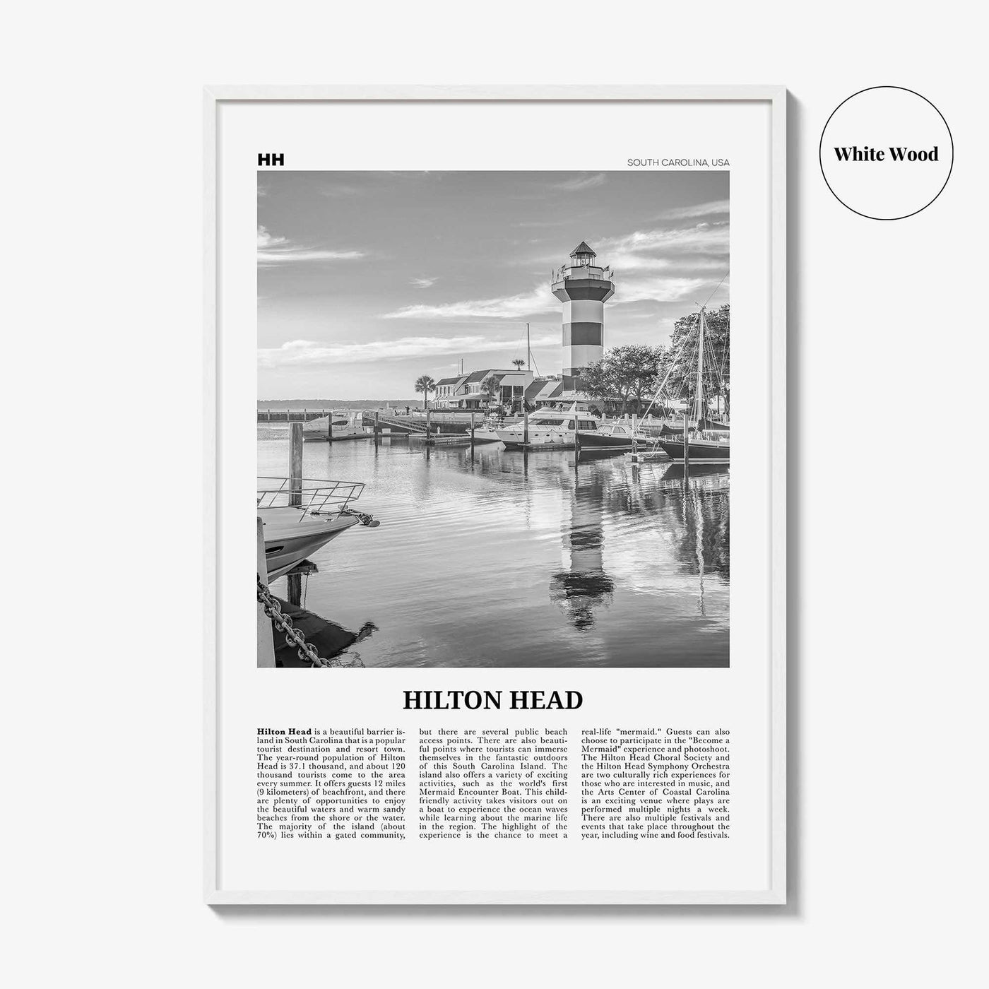 Hilton Head Island Print Black and White, Hilton Head Wall Art, Hilton Head Poster, Hilton Head Photo, Hilton Head Wall, South Carolina, USA