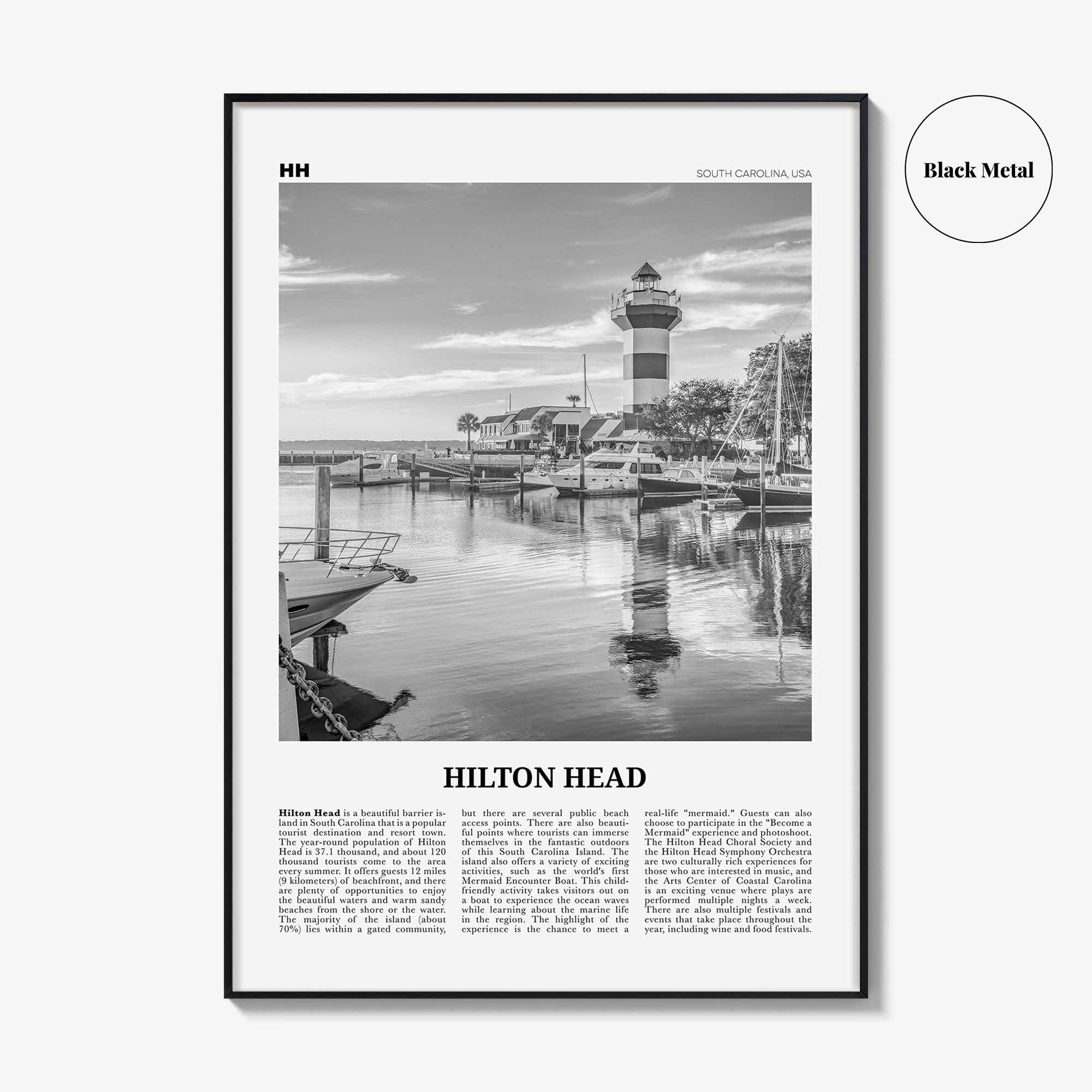 Hilton Head Island Print Black and White, Hilton Head Wall Art, Hilton Head Poster, Hilton Head Photo, Hilton Head Wall, South Carolina, USA