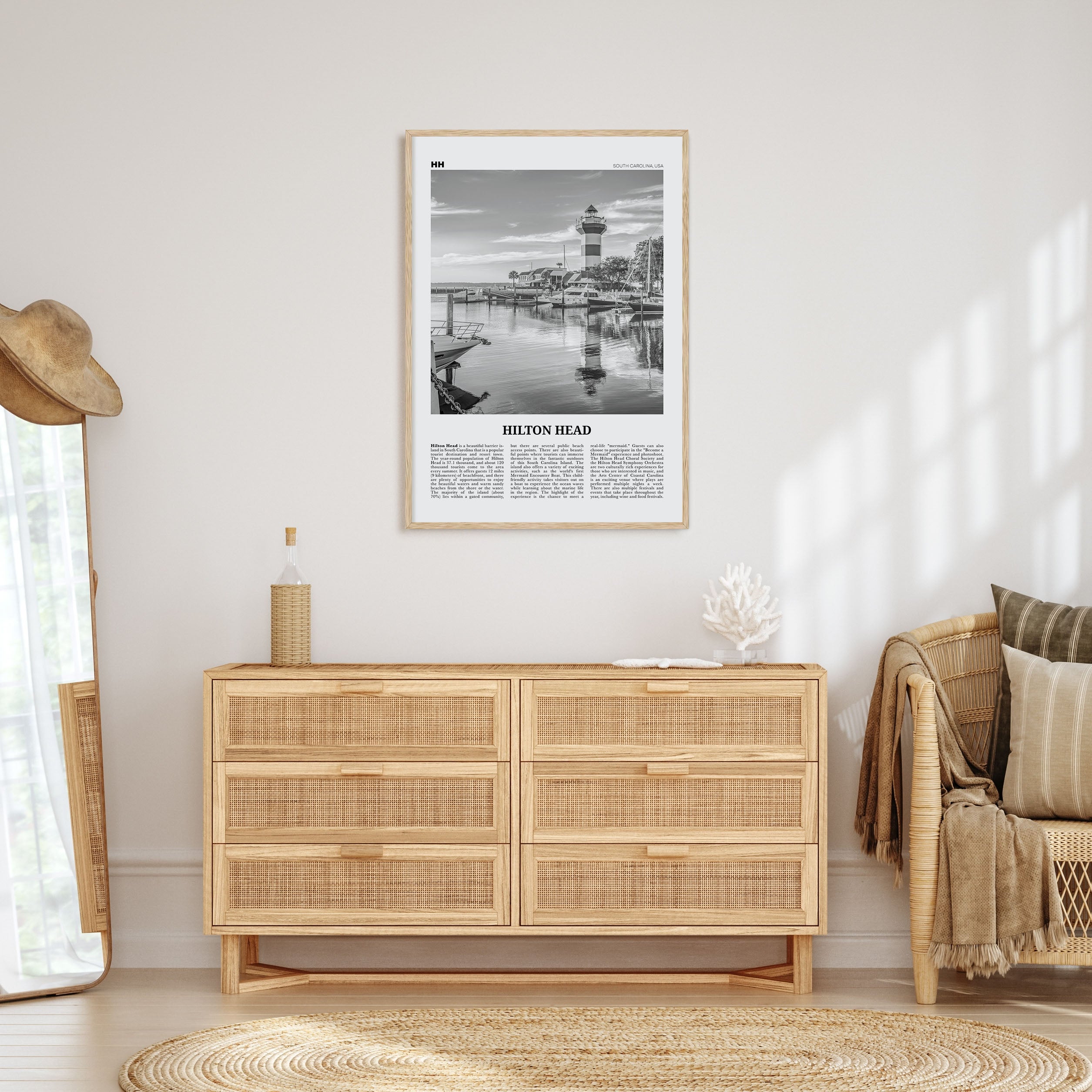 Hilton Head Island Travel B&W Poster