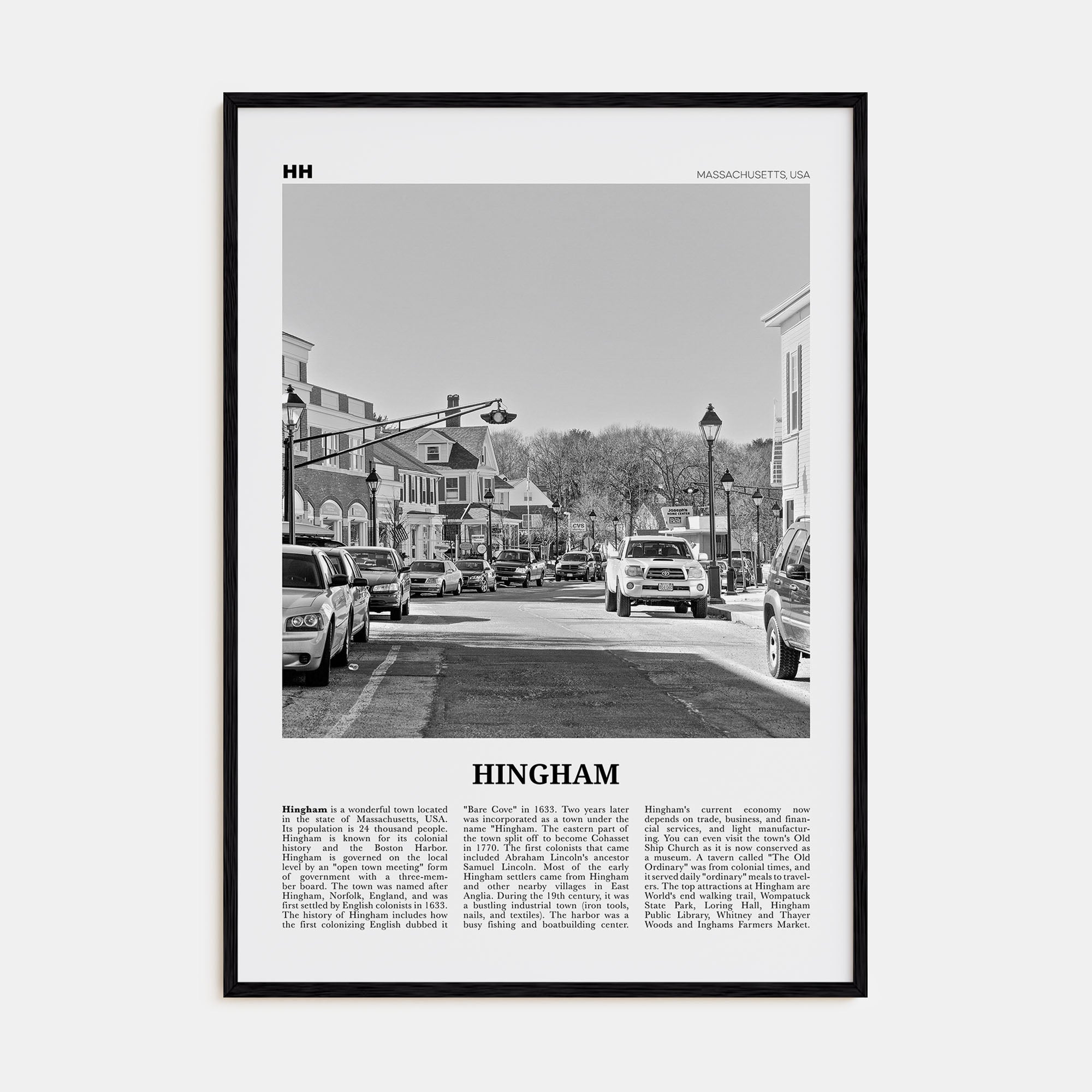 Hingham Travel B&W Poster