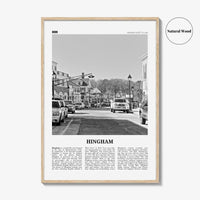 Hingham Print Black and White, Hingham Wall Art, Hingham Poster, Hingham Photo, Hingham Map, Hingham Wall Decor, Massachusetts, USA
